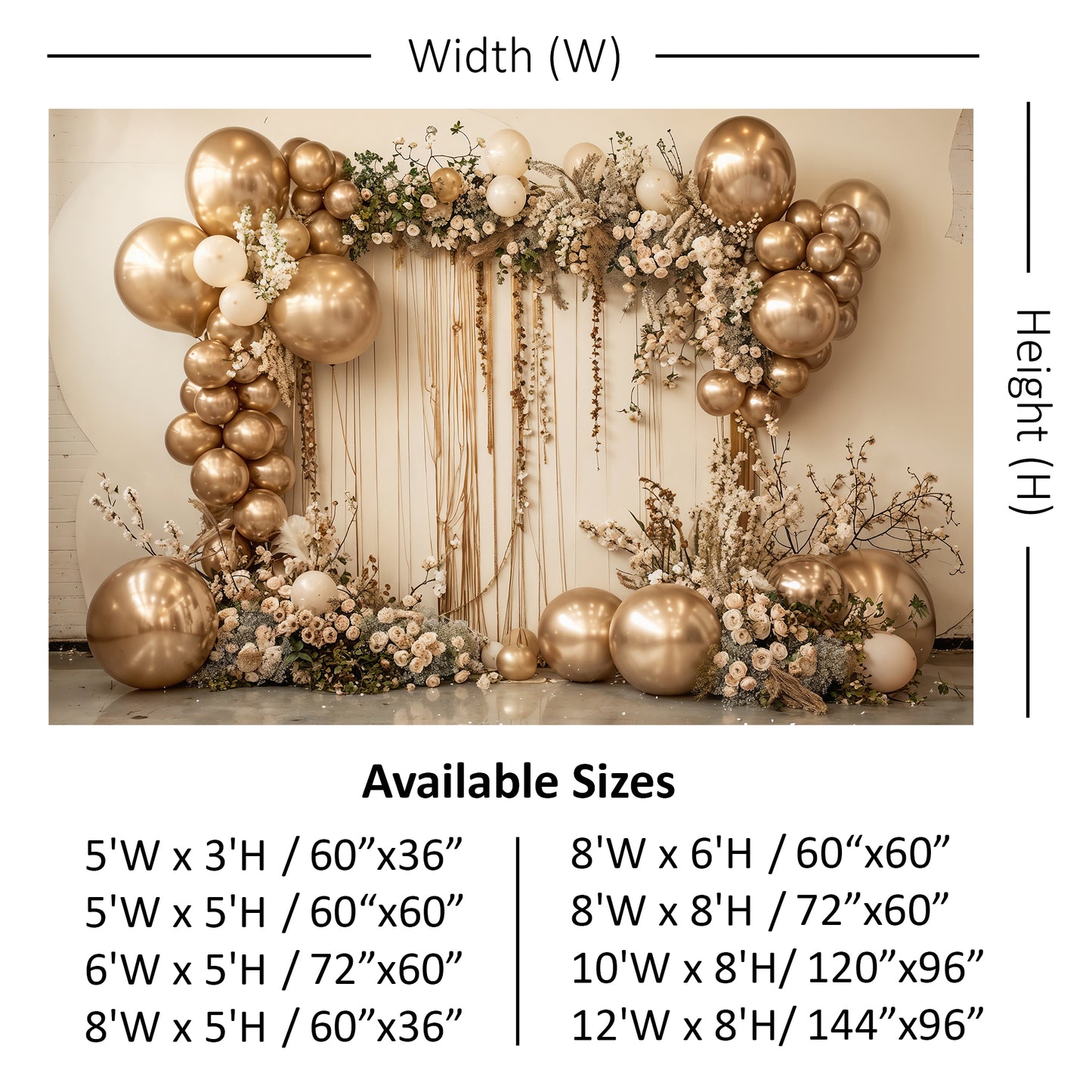 Golden Elegance Floral Arch Backdrop