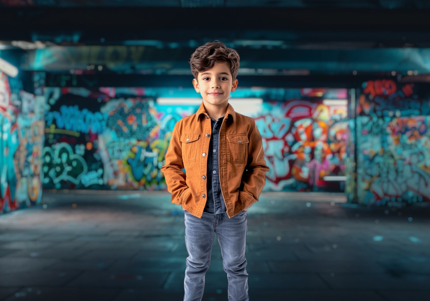 Neon Graffiti Underpass Backdrop