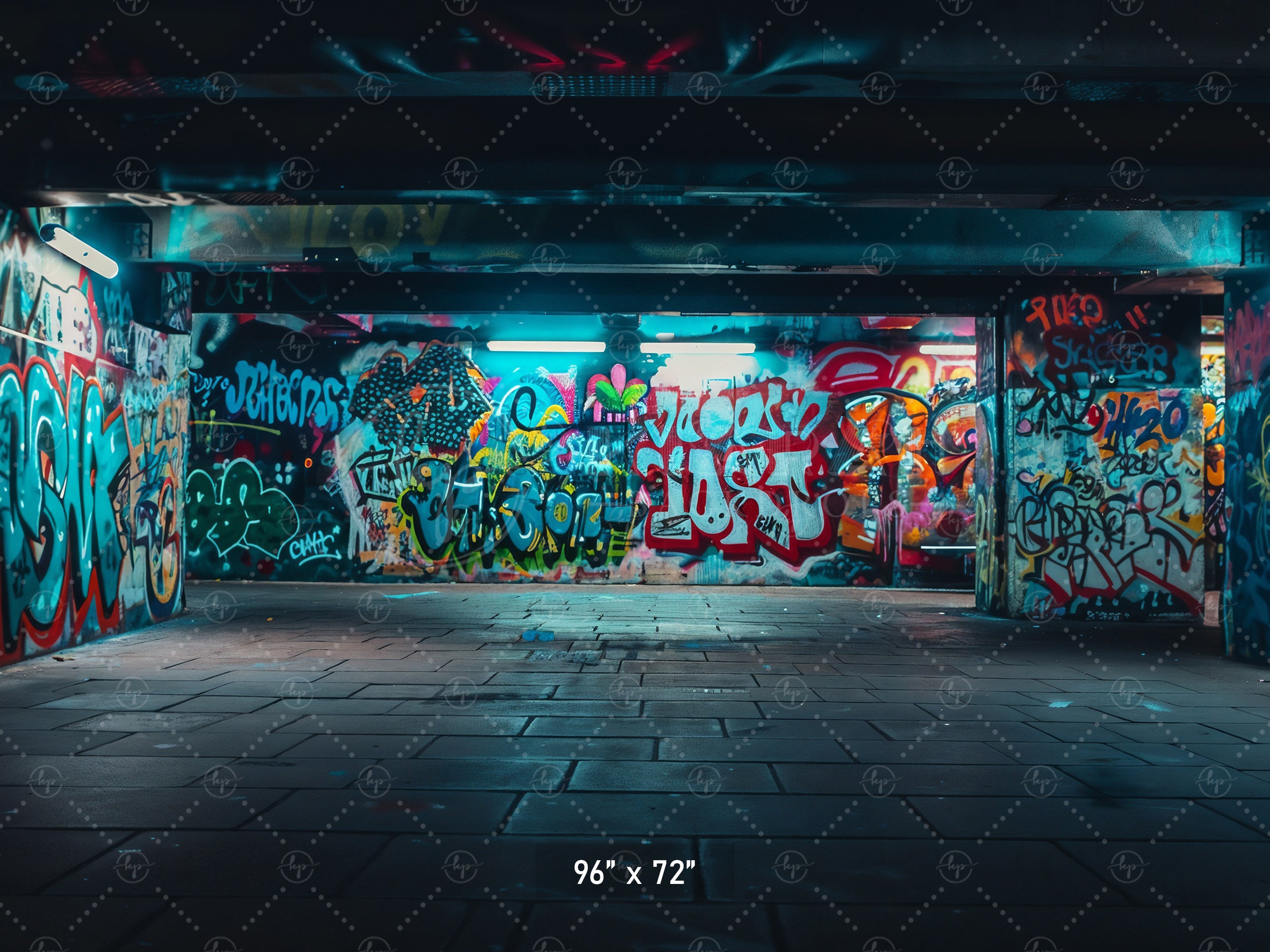 Neon Graffiti Underpass Backdrop