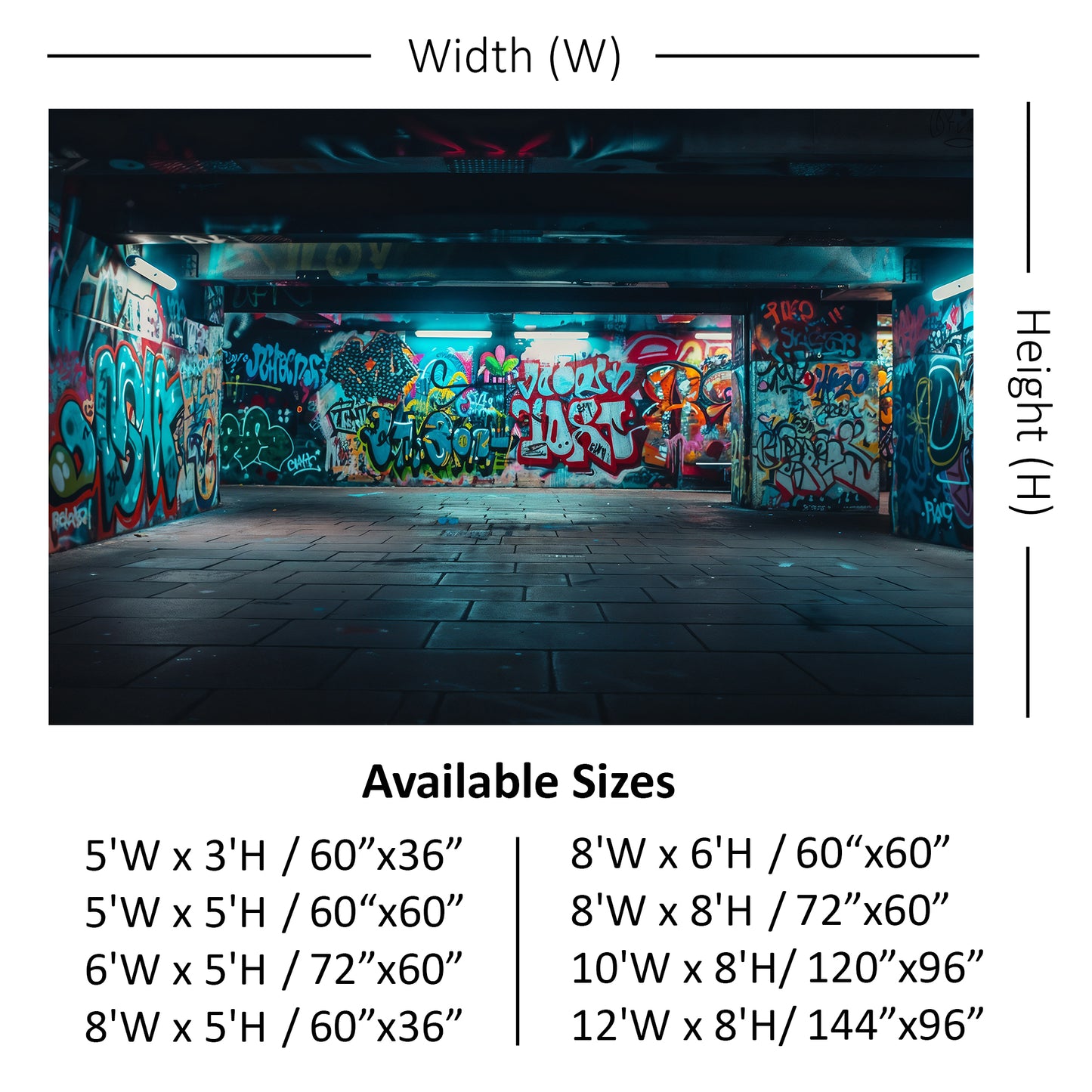 Neon Graffiti Underpass Backdrop