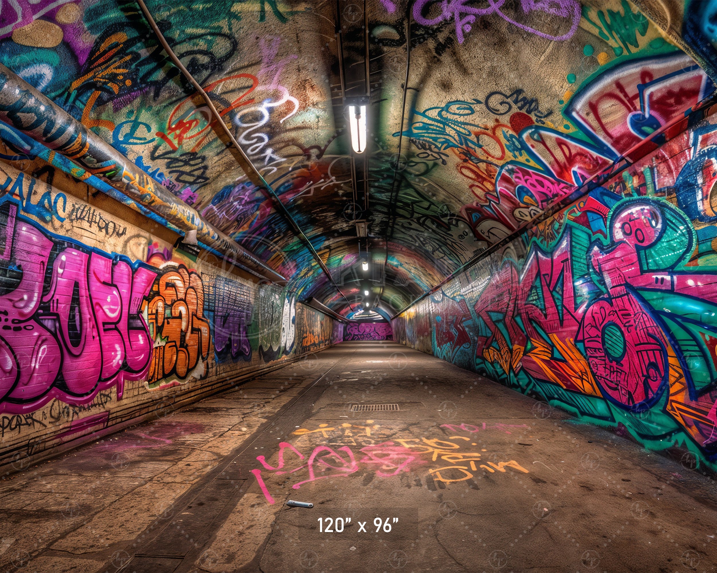 Vivid Graffiti Tunnel Backdrop