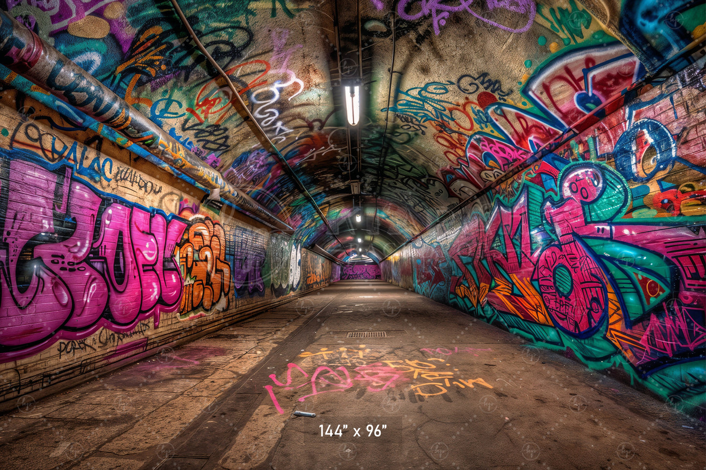 Vivid Graffiti Tunnel Backdrop