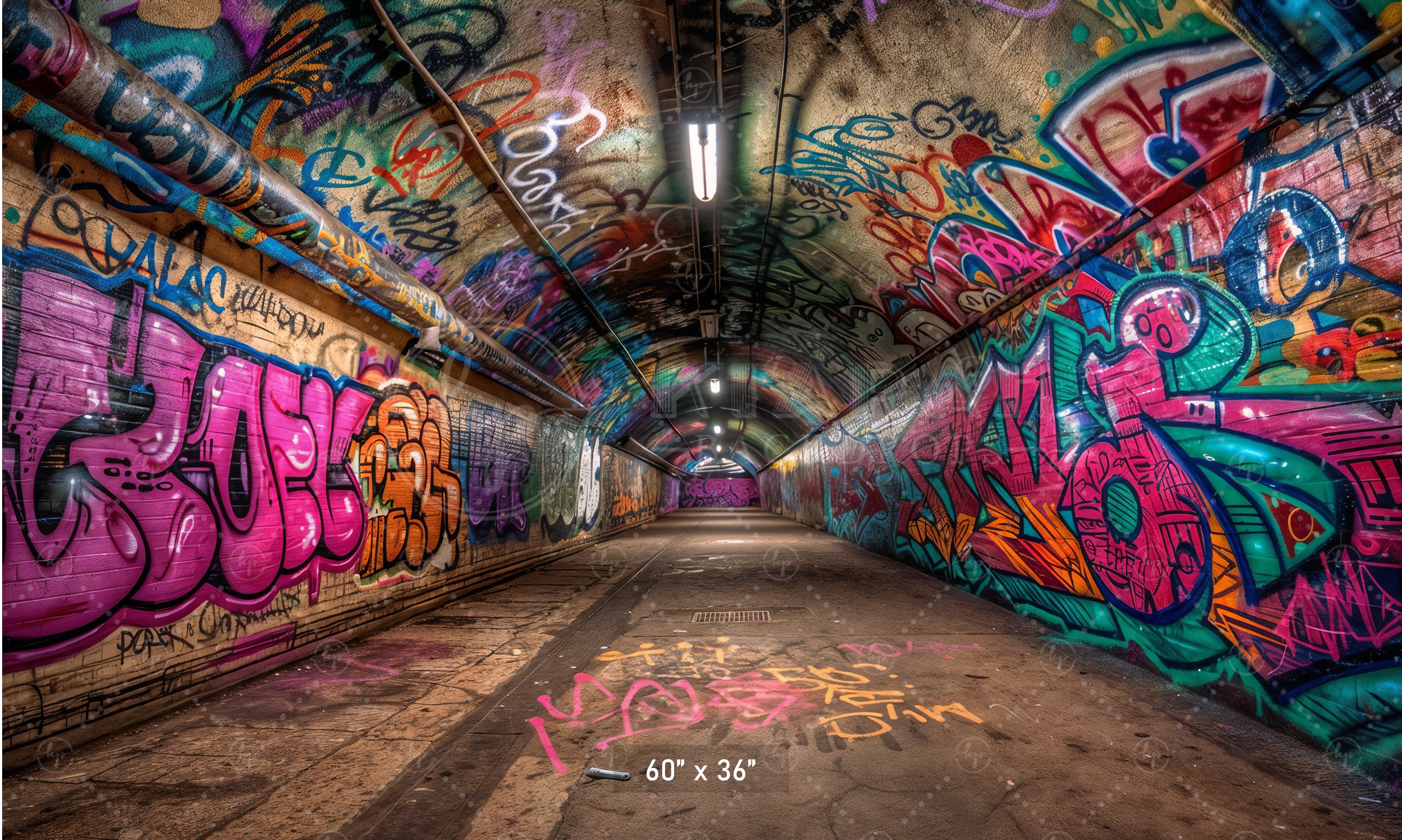 Vivid Graffiti Tunnel Backdrop
