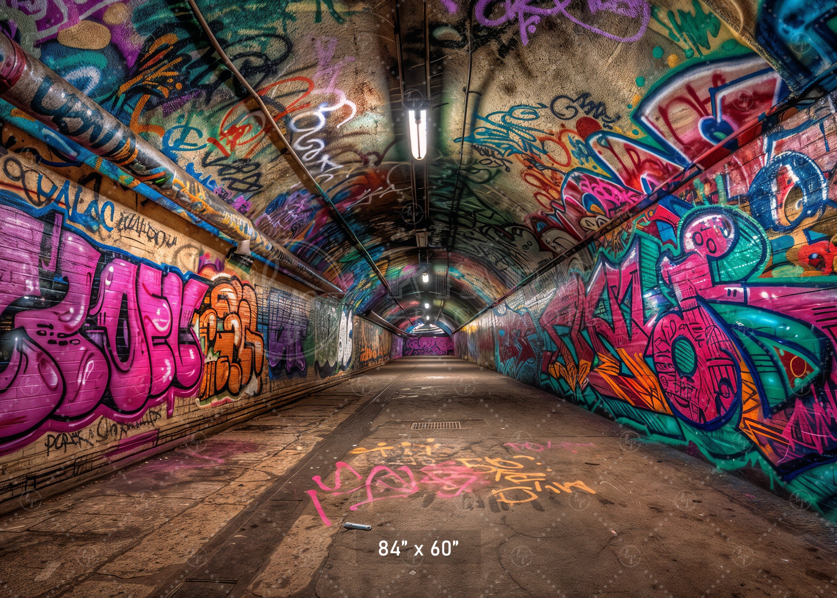 Vivid Graffiti Tunnel Backdrop