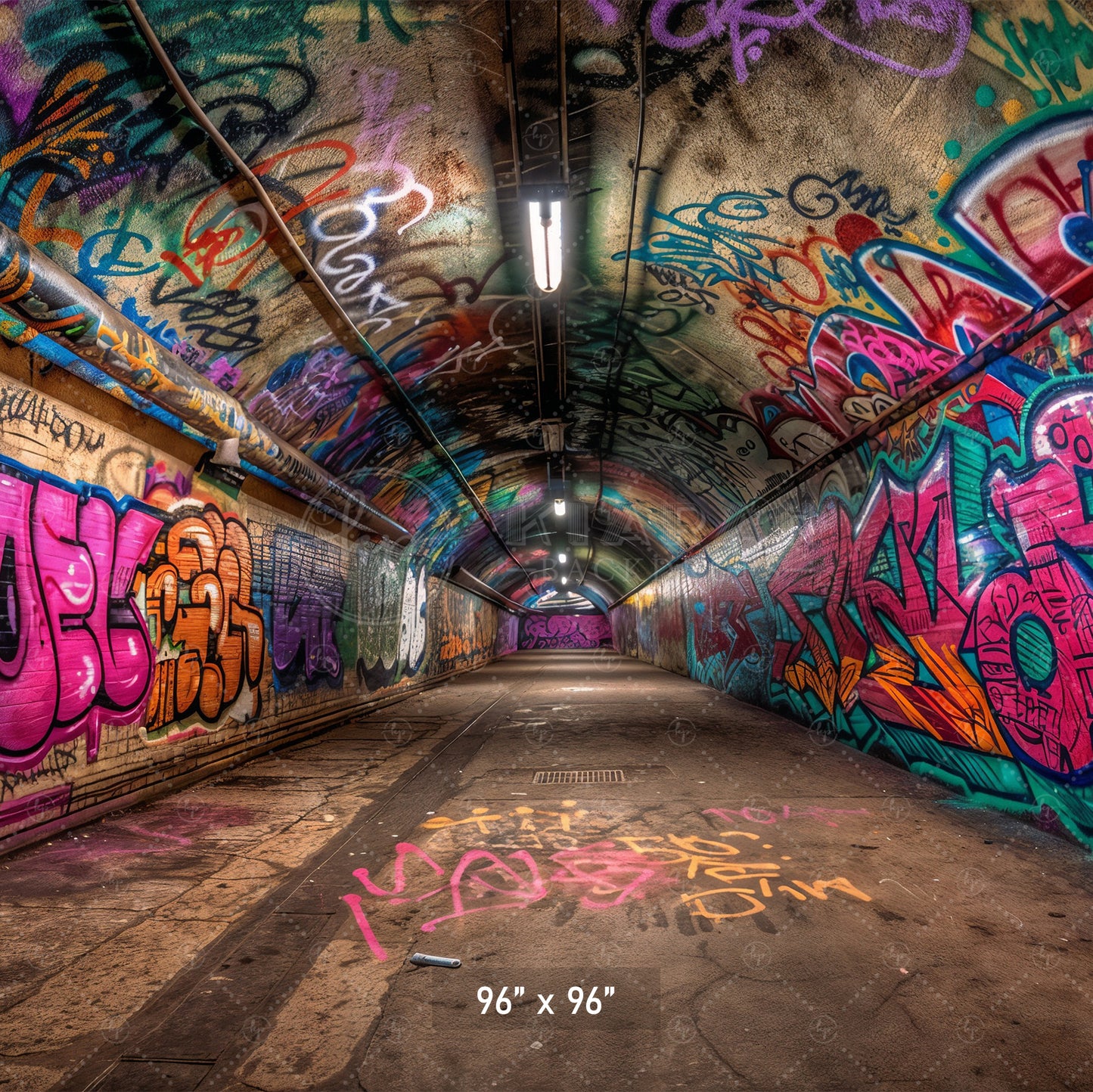 Vivid Graffiti Tunnel Backdrop