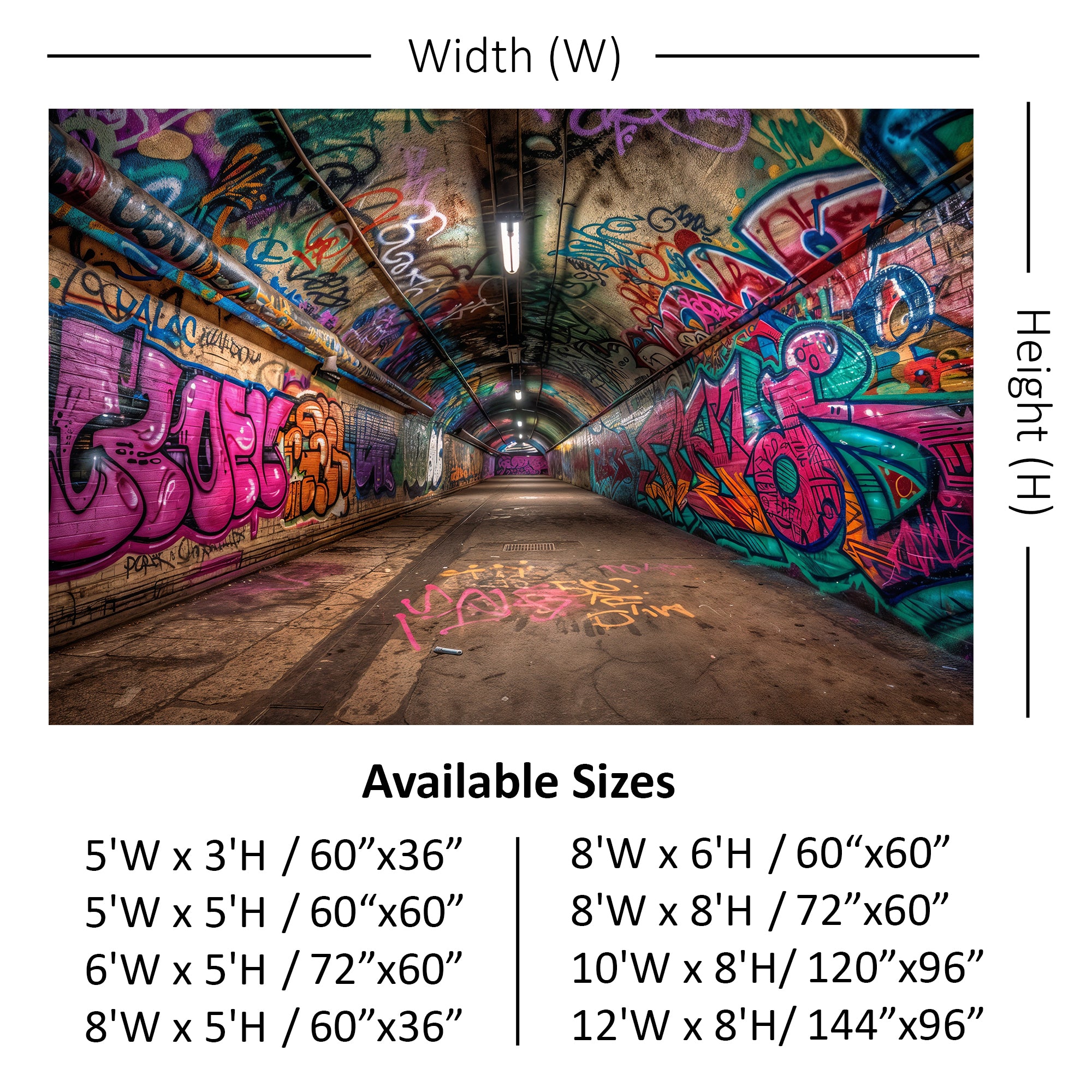 Vivid Graffiti Tunnel Backdrop