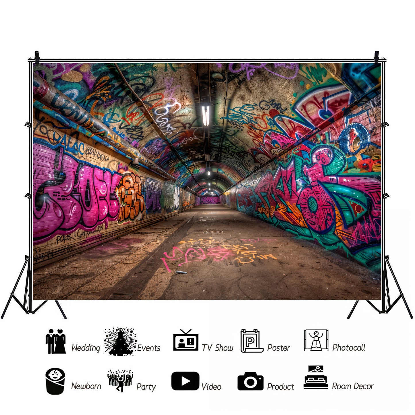 Vivid Graffiti Tunnel Backdrop