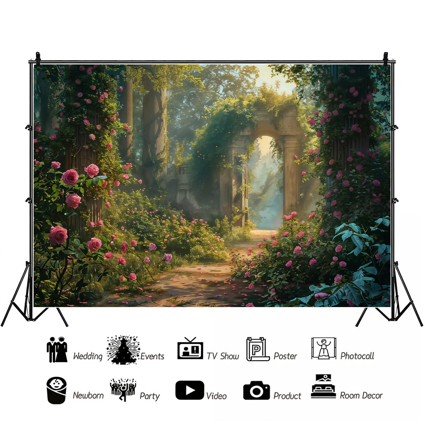 Enchanted Rose Garden Backdrop