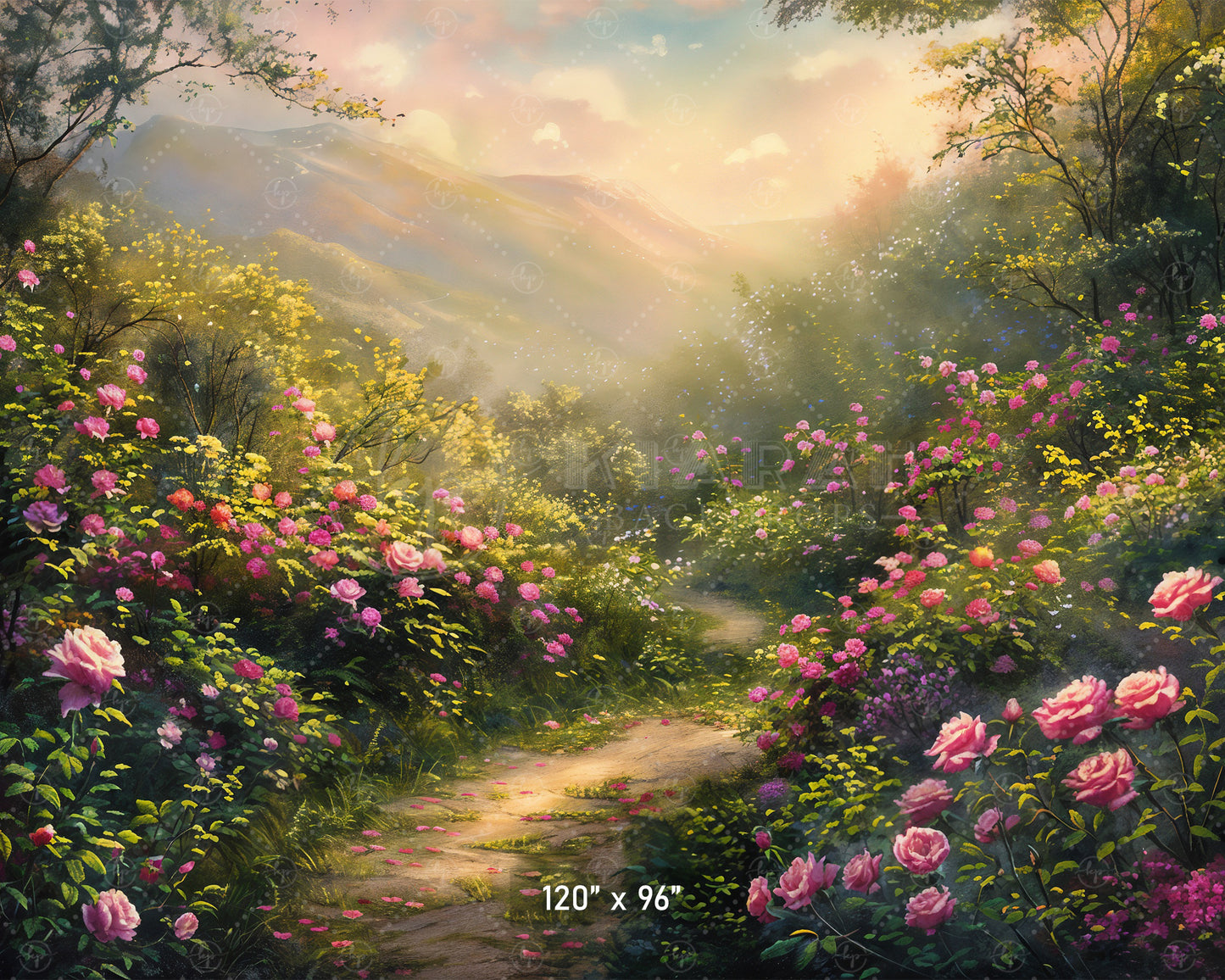 Enchanted Floral Pathway Backdrop