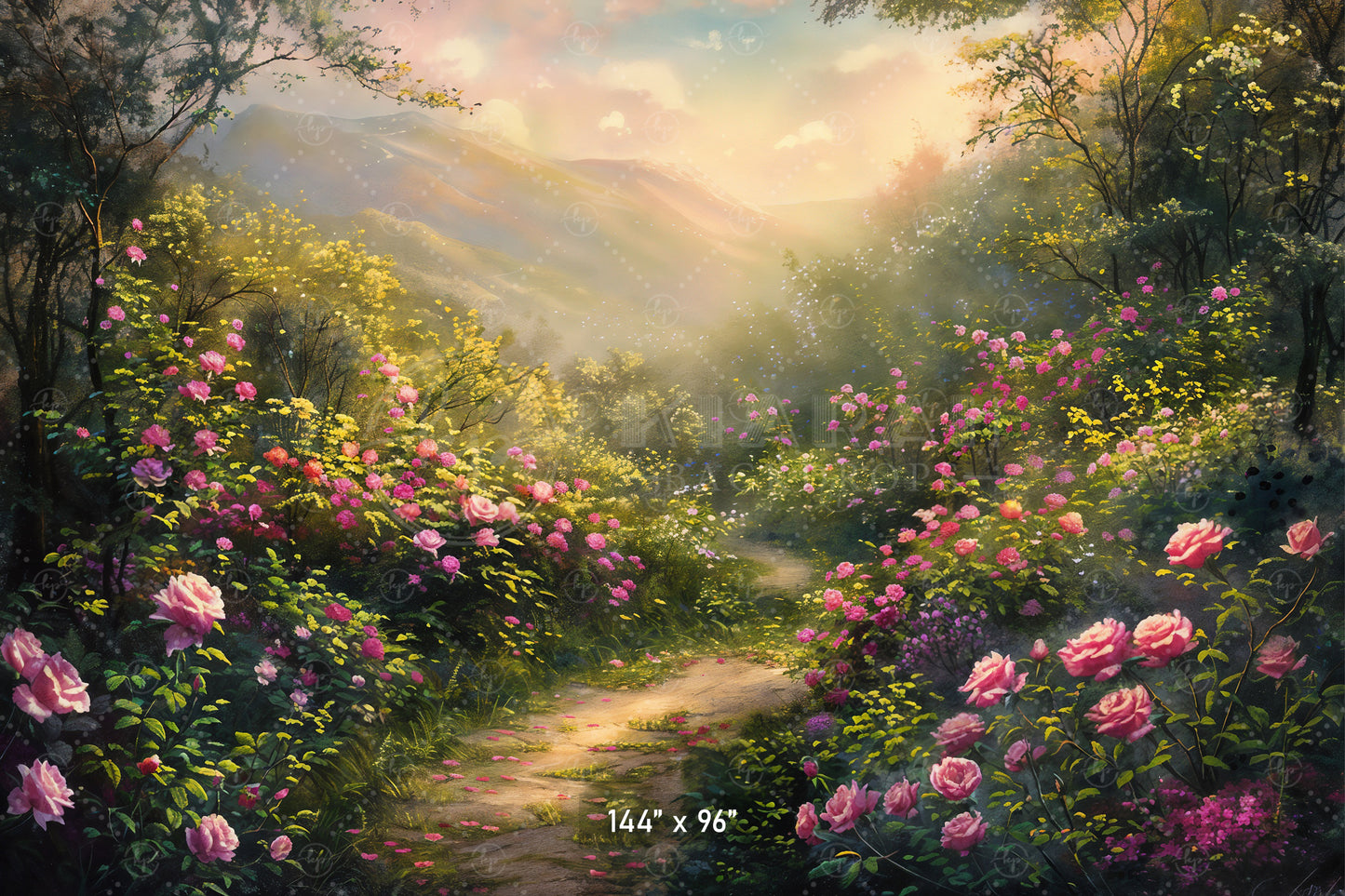 Enchanted Floral Pathway Backdrop