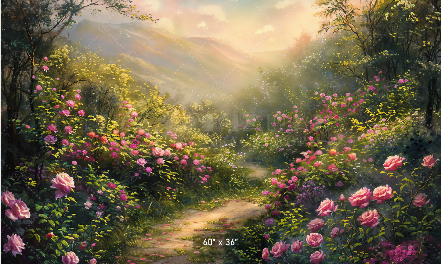 Enchanted Floral Pathway Backdrop