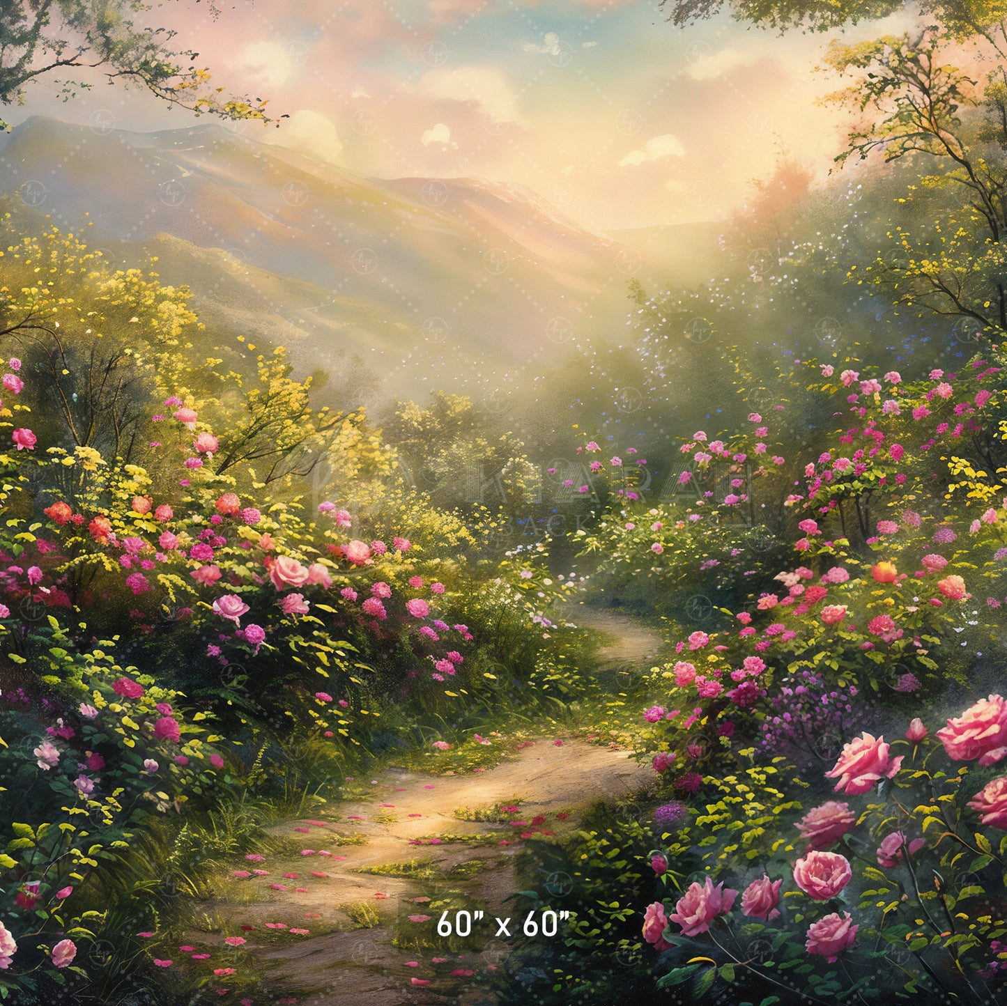 Enchanted Floral Pathway Backdrop