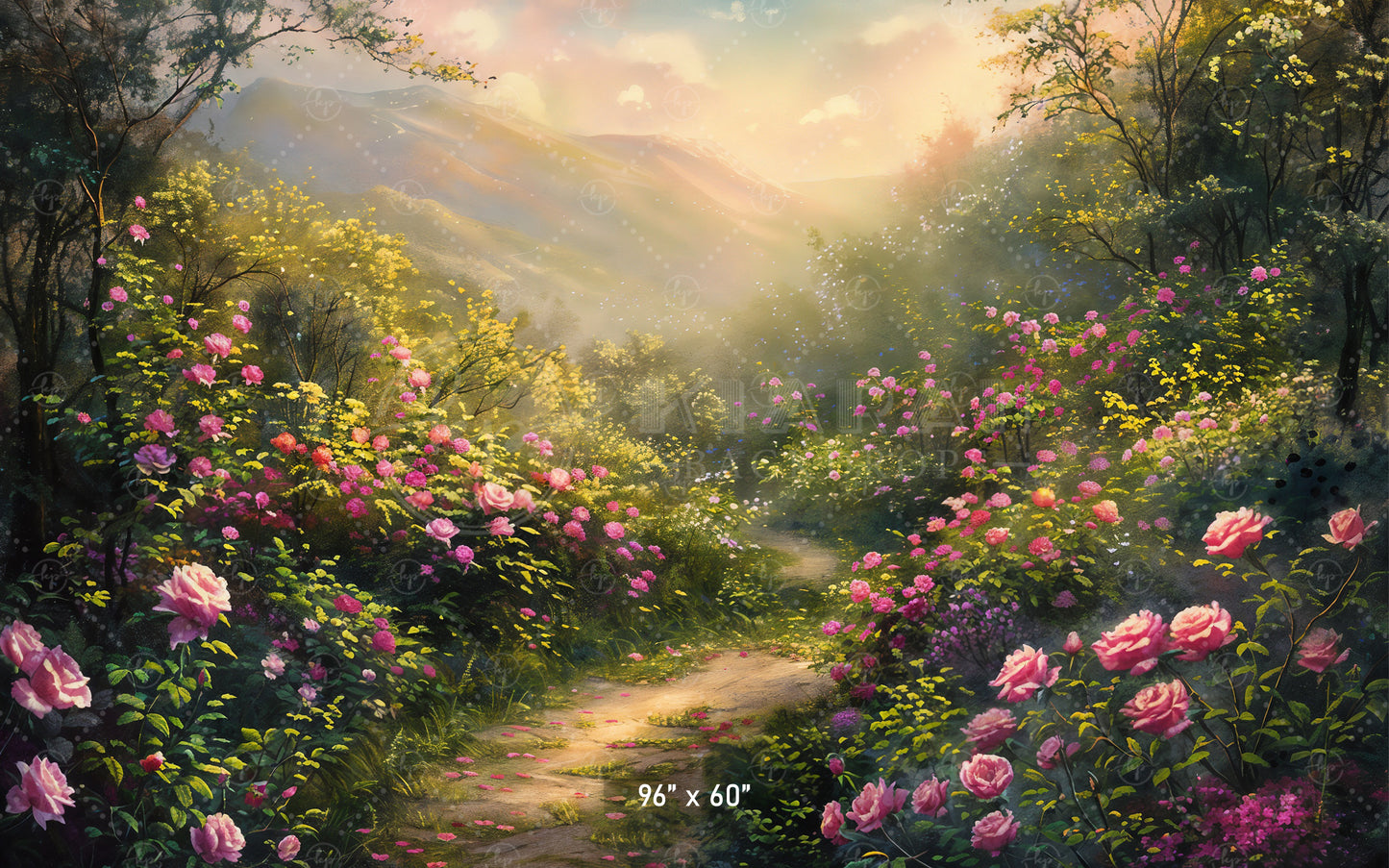 Enchanted Floral Pathway Backdrop