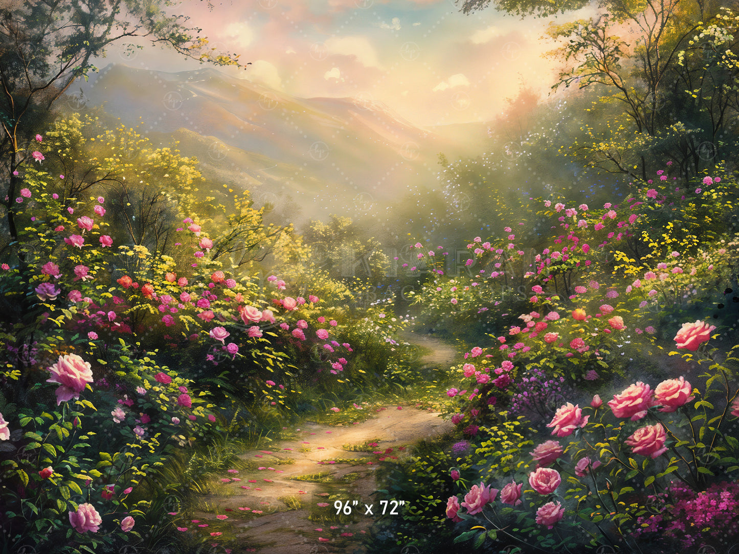 Enchanted Floral Pathway Backdrop