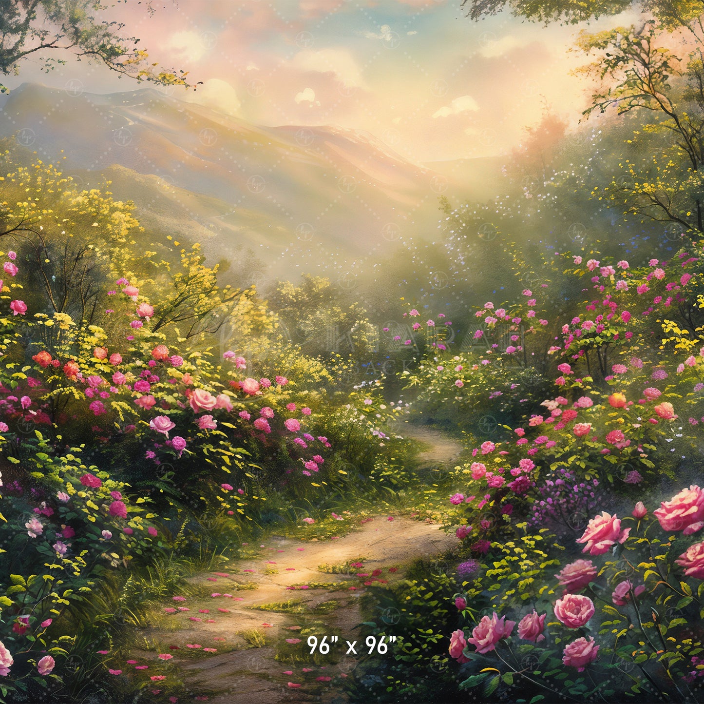 Enchanted Floral Pathway Backdrop