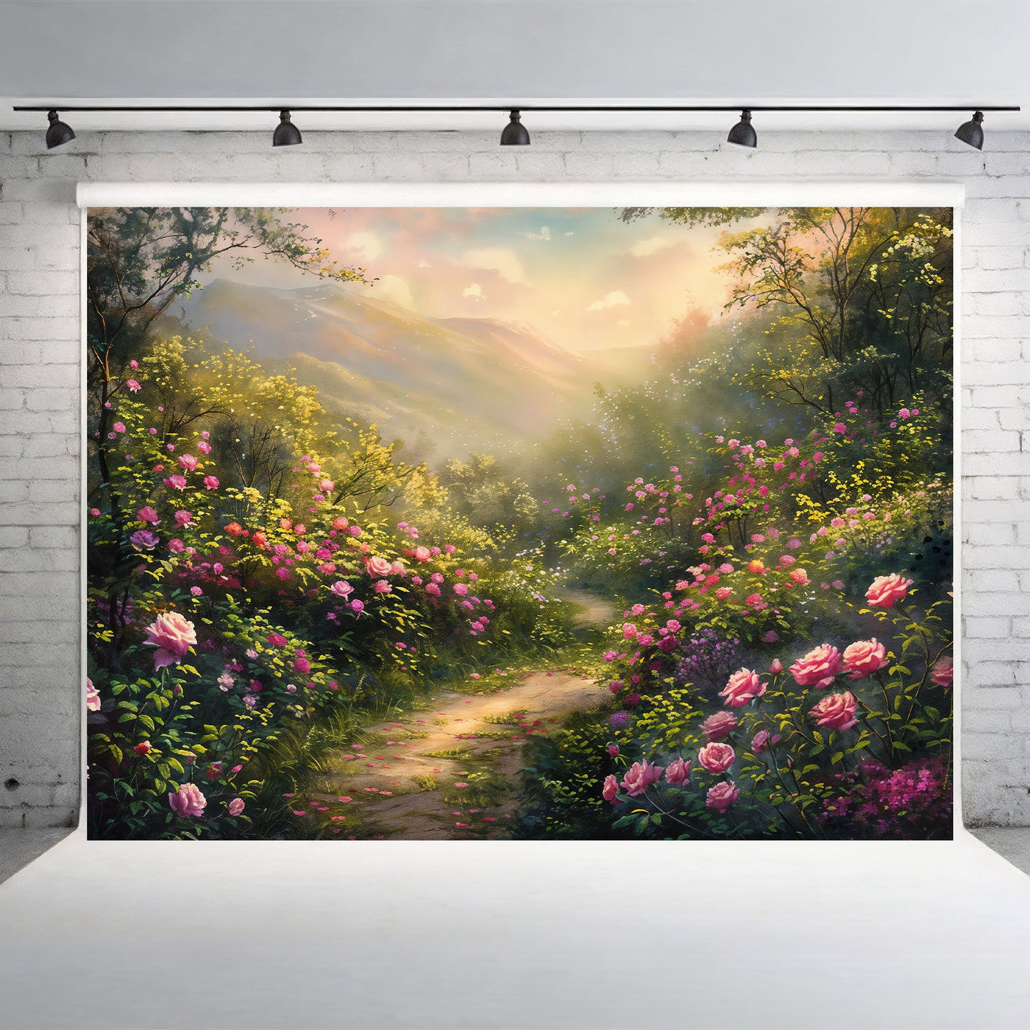 Enchanted Floral Pathway Backdrop