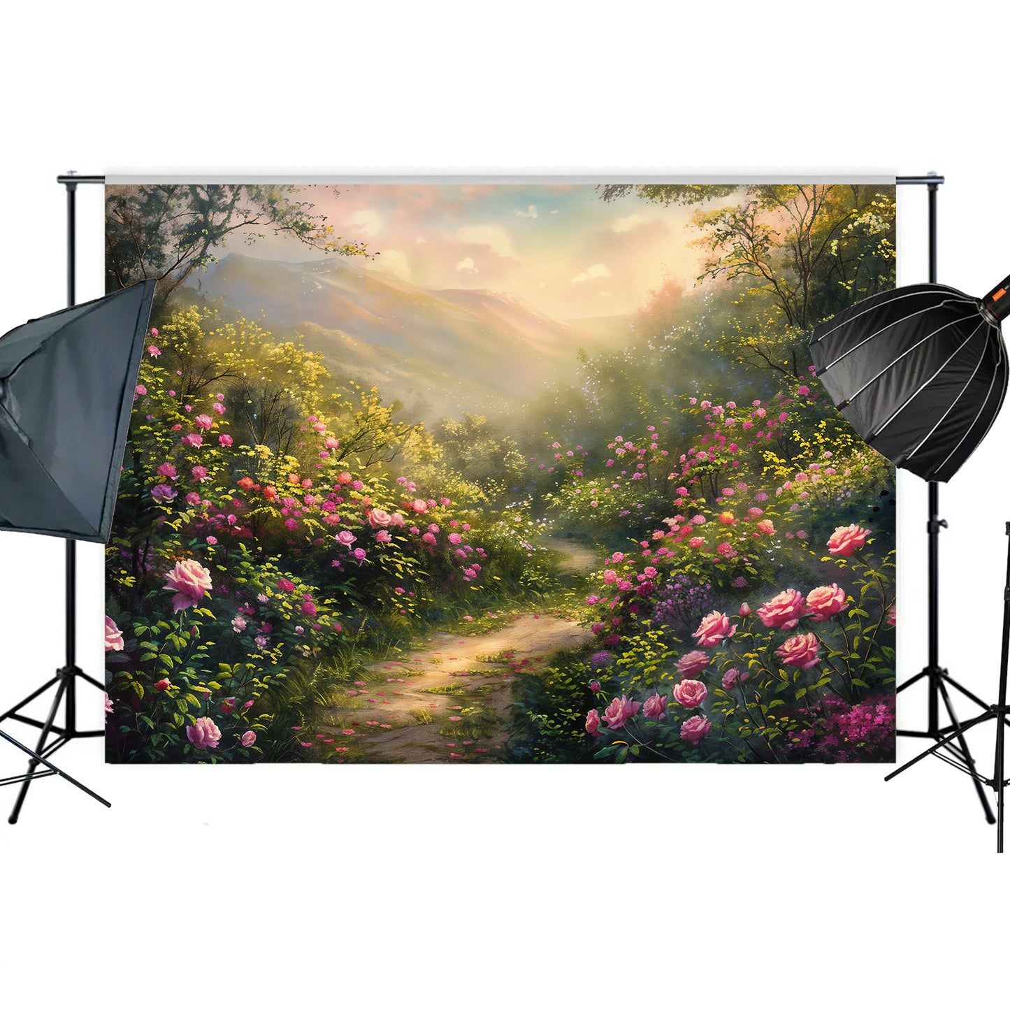 Enchanted Floral Pathway Backdrop