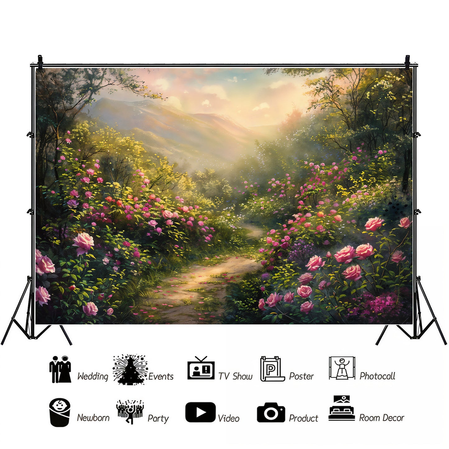 Enchanted Floral Pathway Backdrop