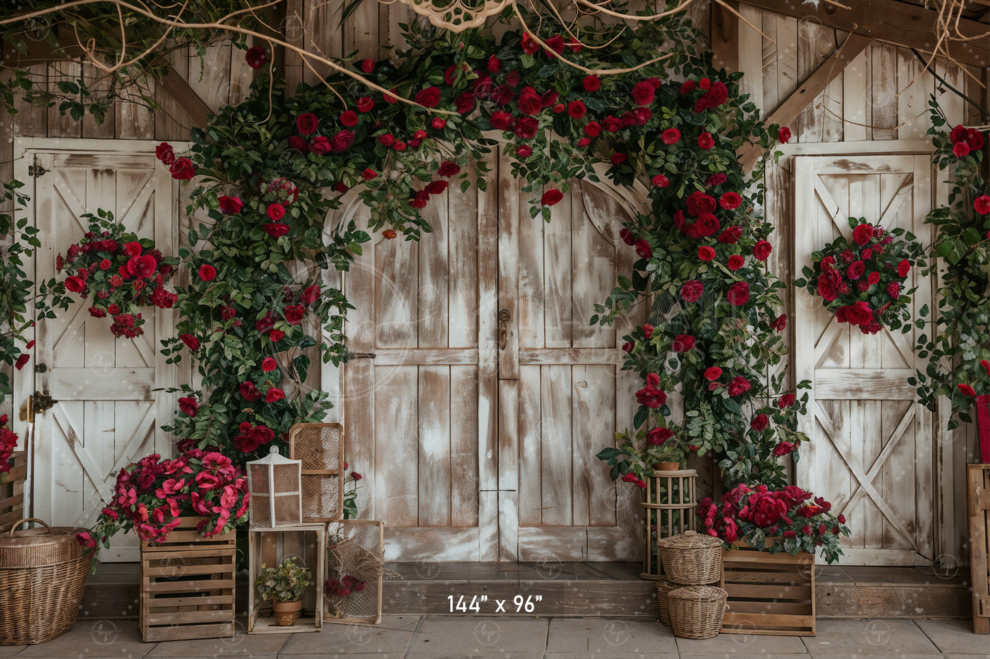 Rustic Rose Garden Entry Backdrop