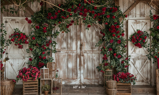 Rustic Rose Garden Entry Backdrop