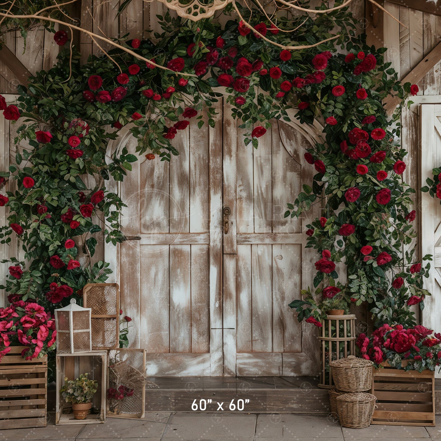 Rustic Rose Garden Entry Backdrop