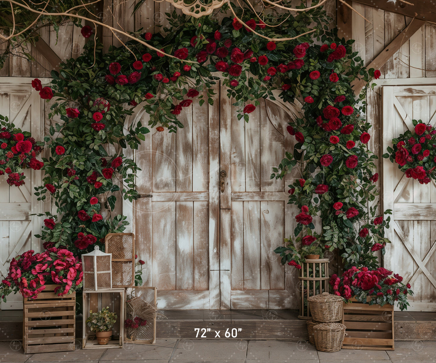 Rustic Rose Garden Entry Backdrop