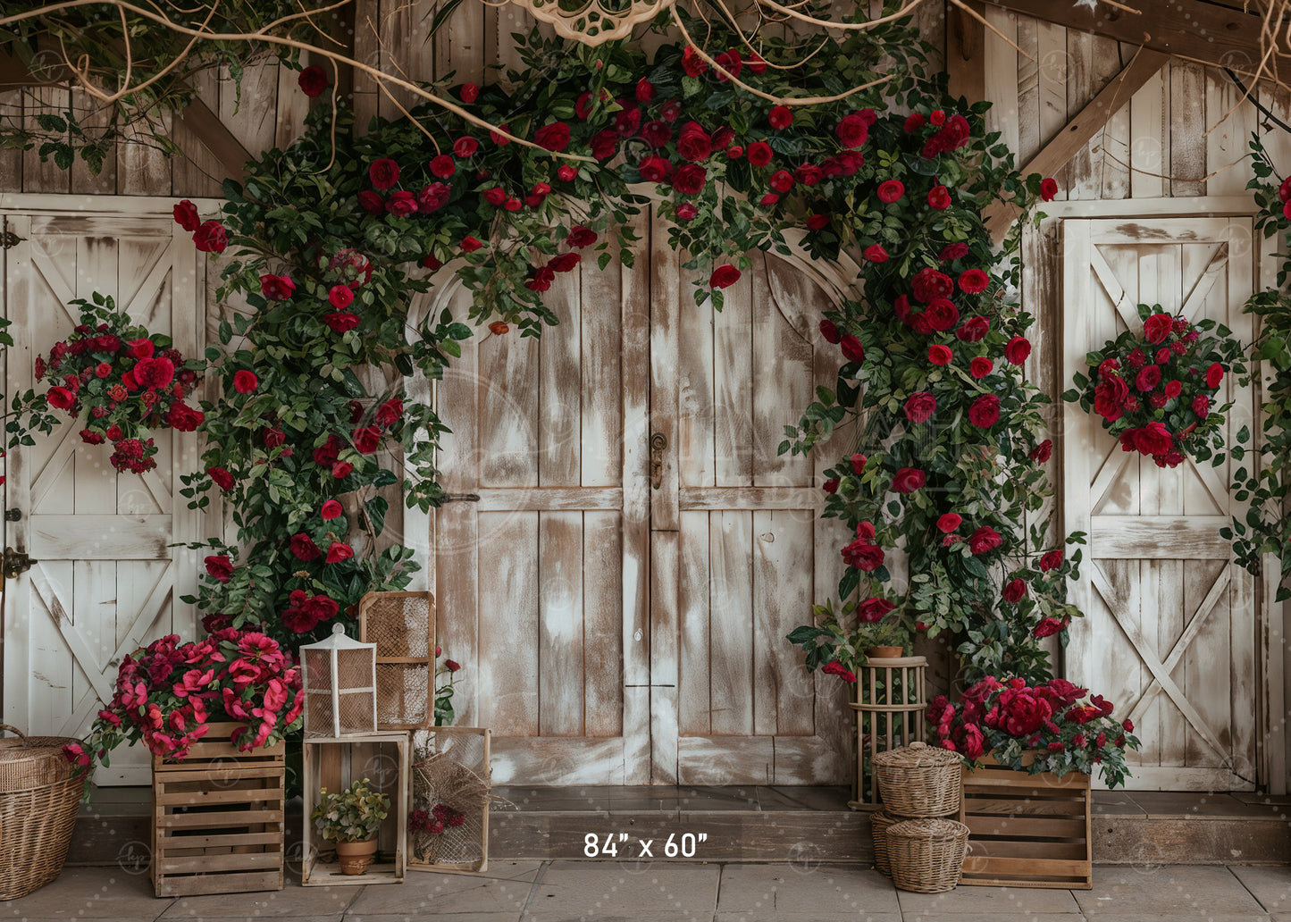 Rustic Rose Garden Entry Backdrop