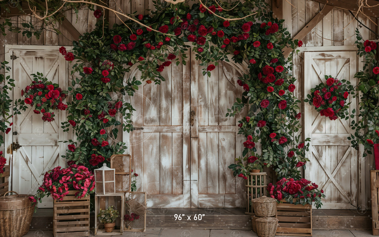 Rustic Rose Garden Entry Backdrop