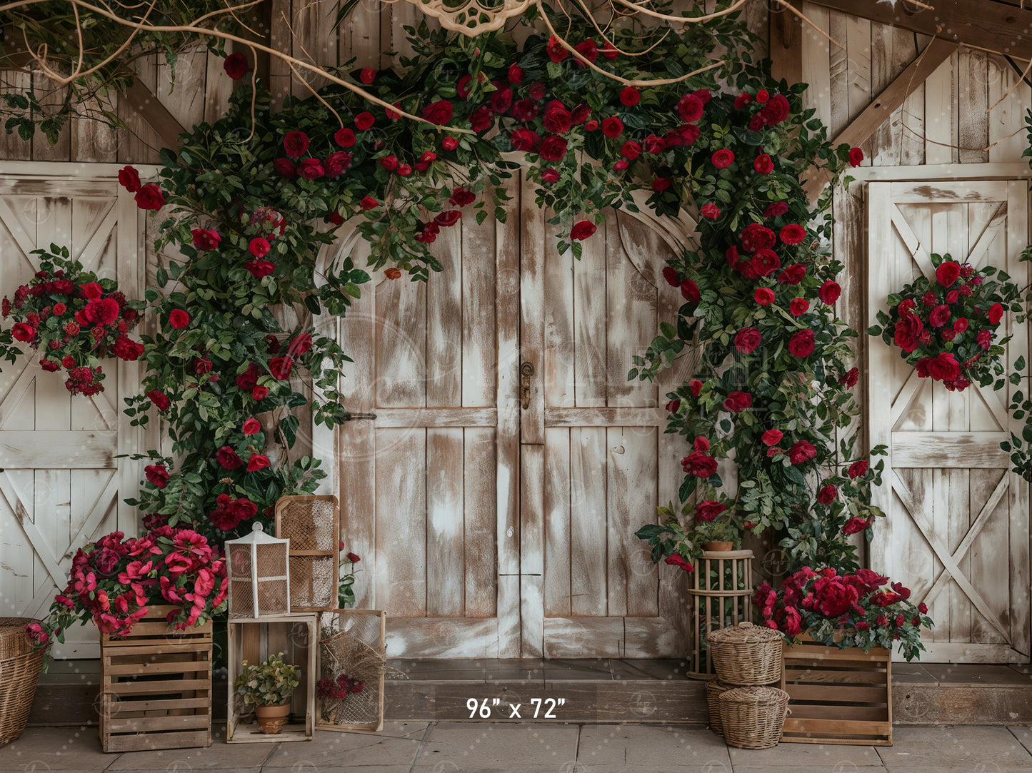 Rustic Rose Garden Entry Backdrop