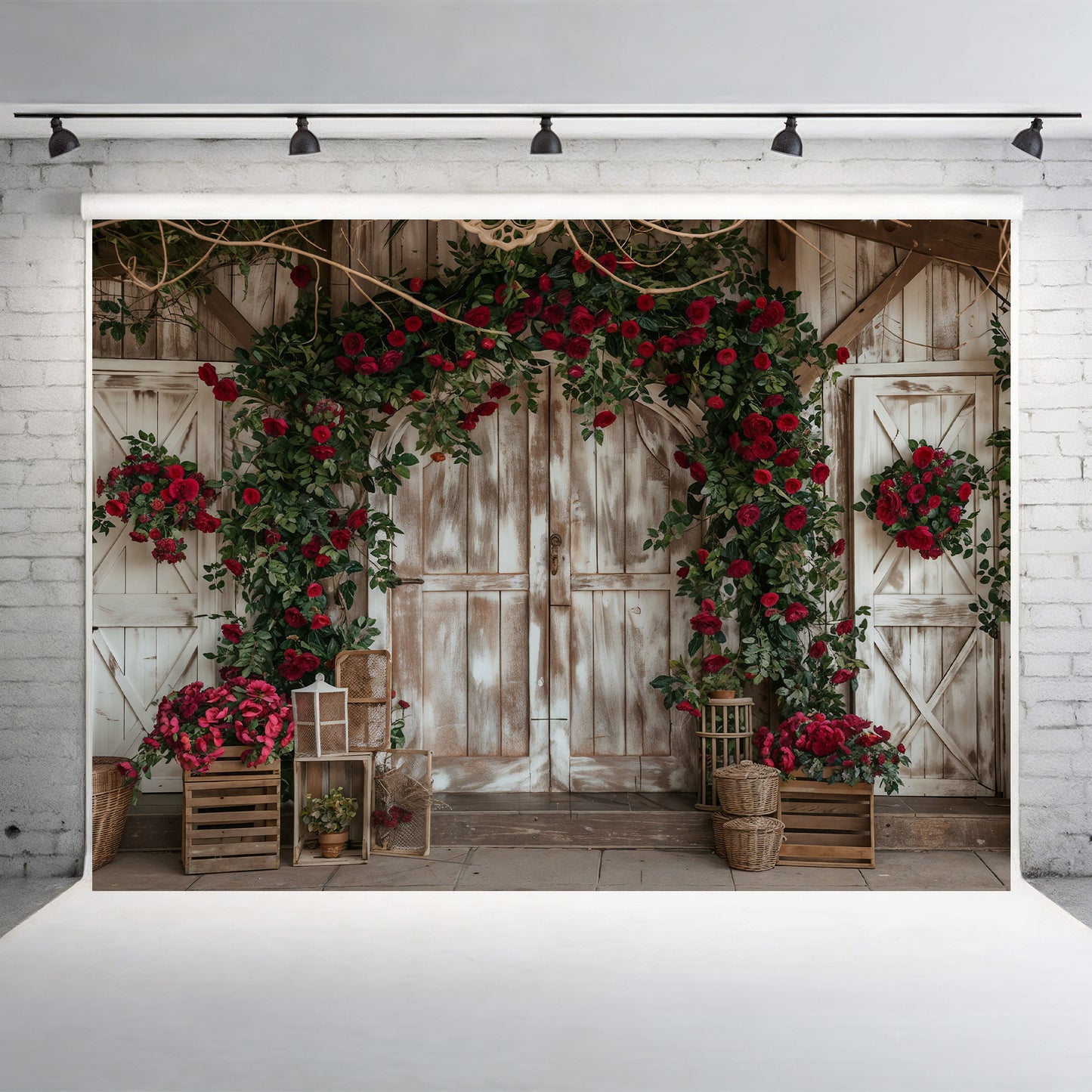 Rustic Rose Garden Entry Backdrop