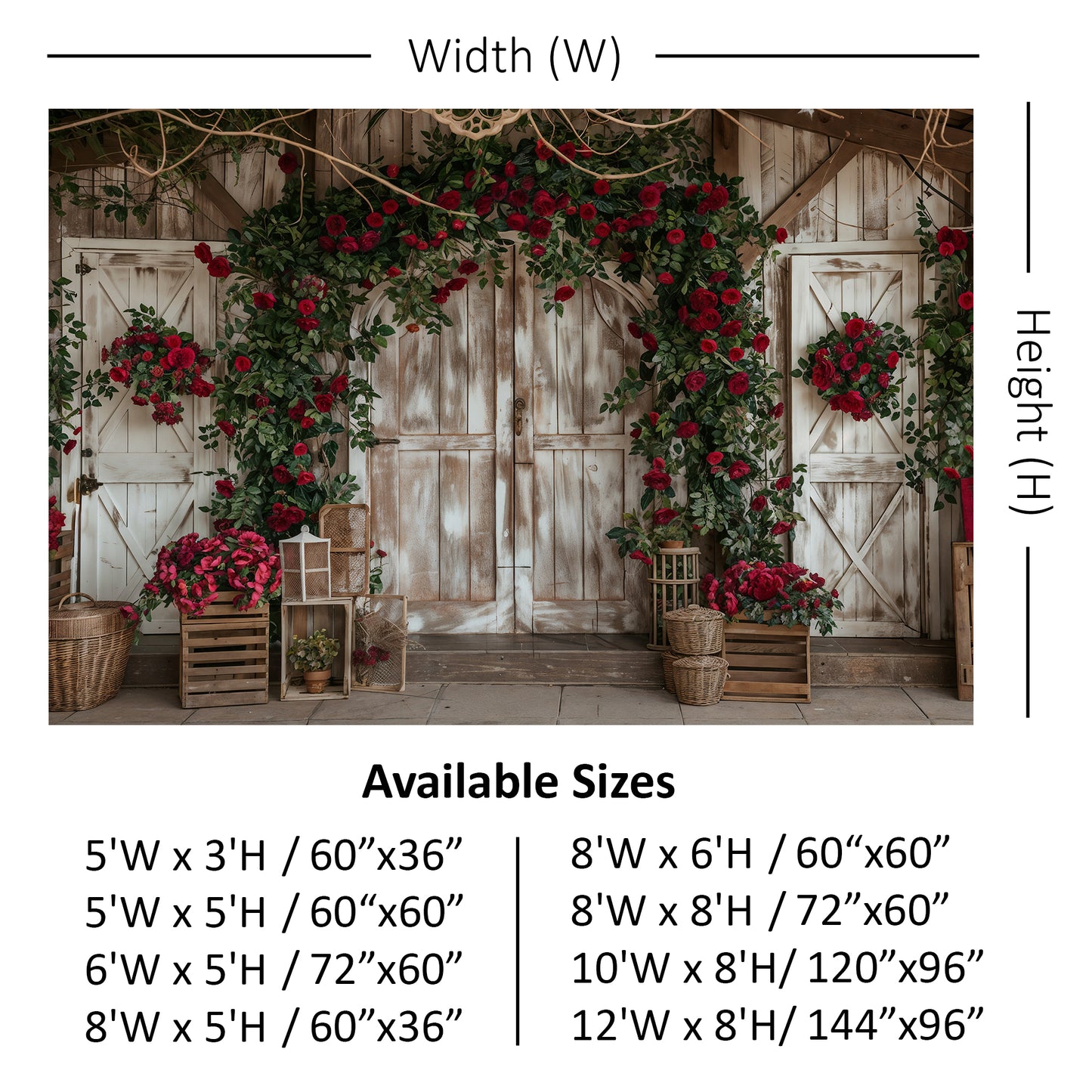 Rustic Rose Garden Entry Backdrop