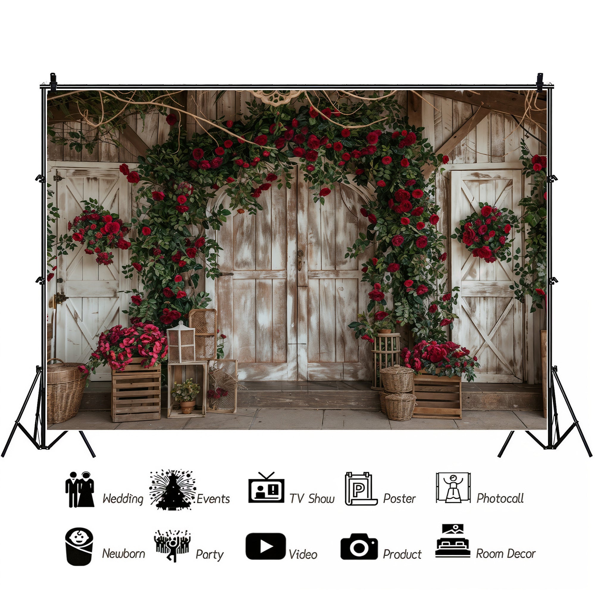 Rustic Rose Garden Entry Backdrop