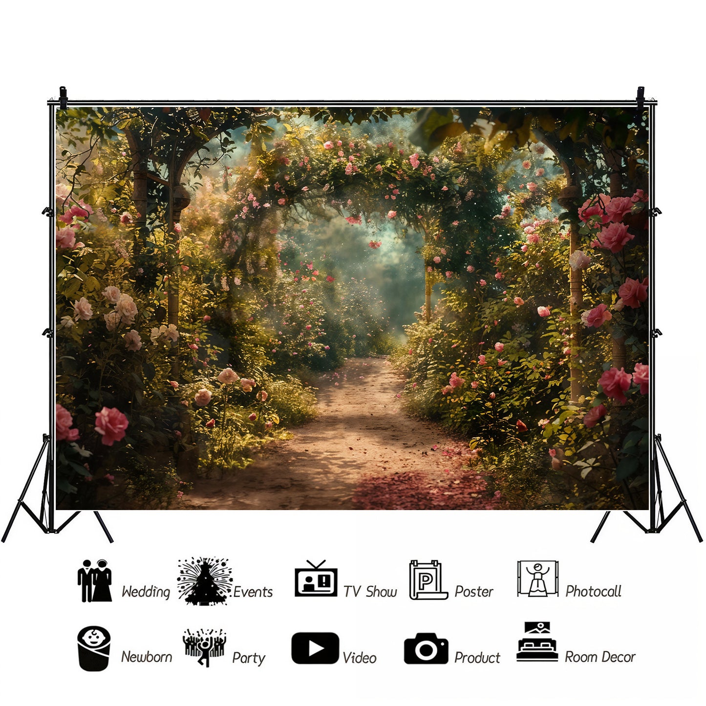 Enchanted Rose Garden Archway Backdrop