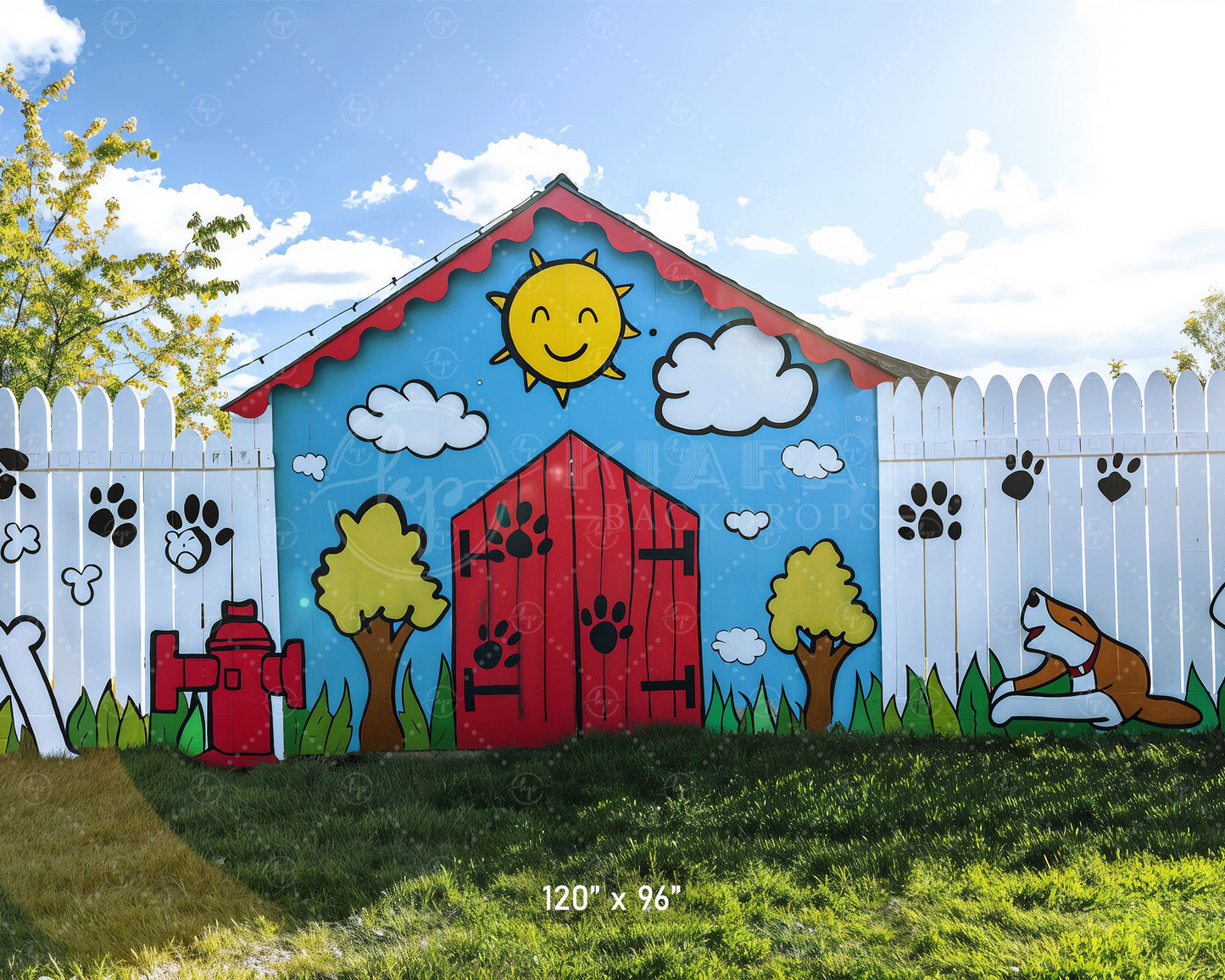 Playful Puppy Park Backdrop