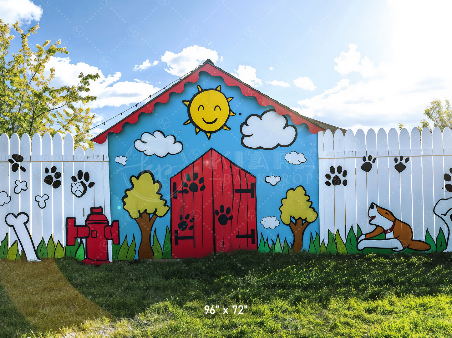 Playful Puppy Park Backdrop