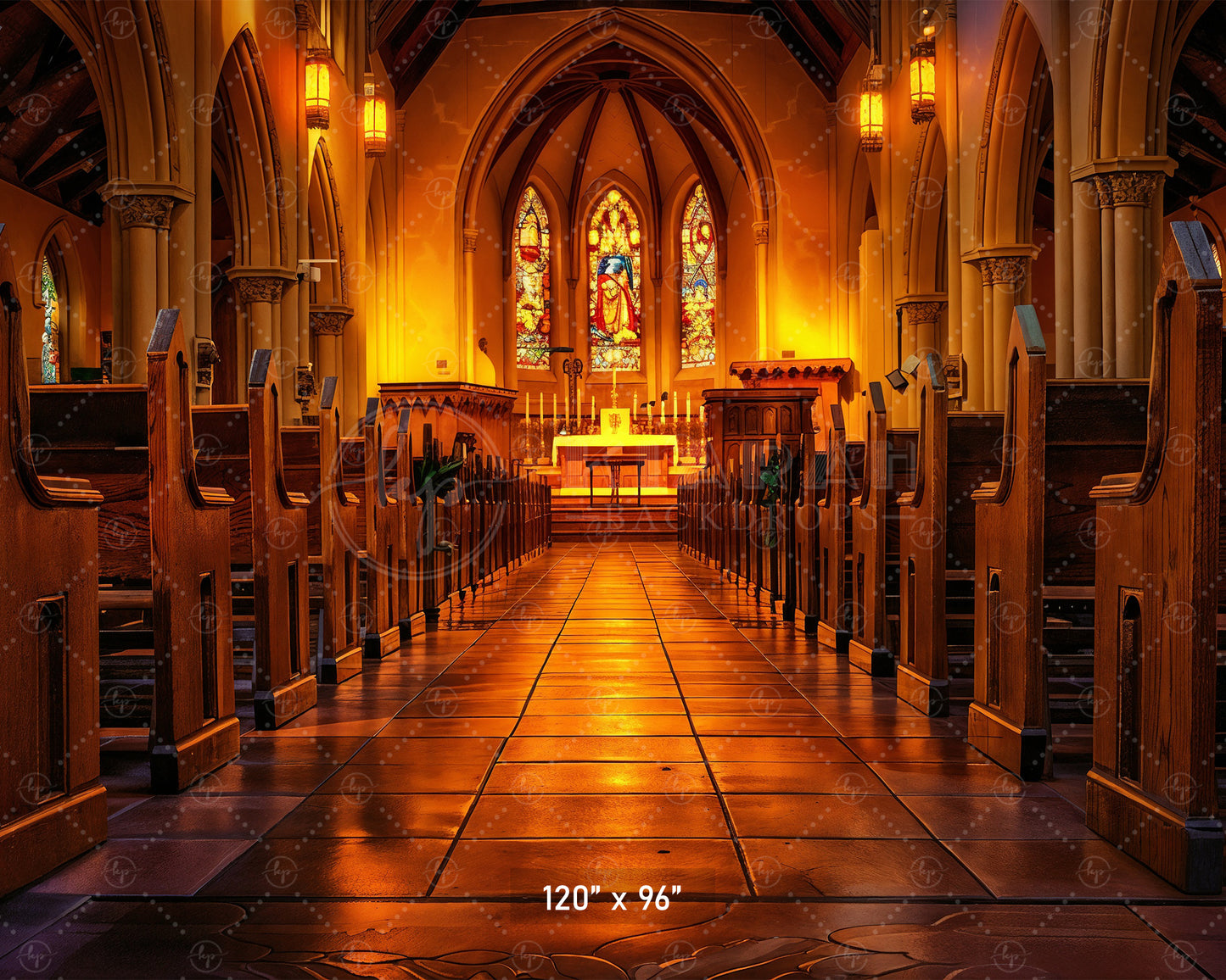 Golden Church Aisle Backdrop