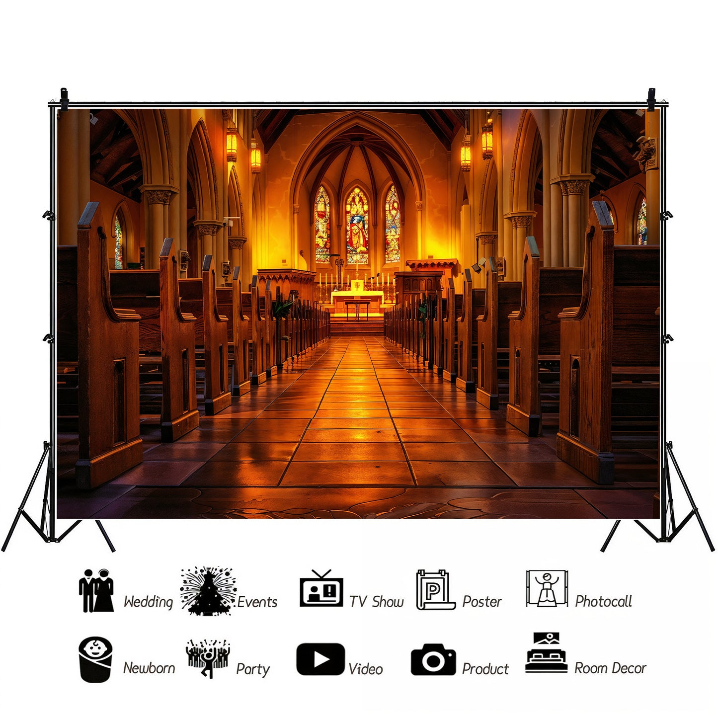 Golden Church Aisle Backdrop