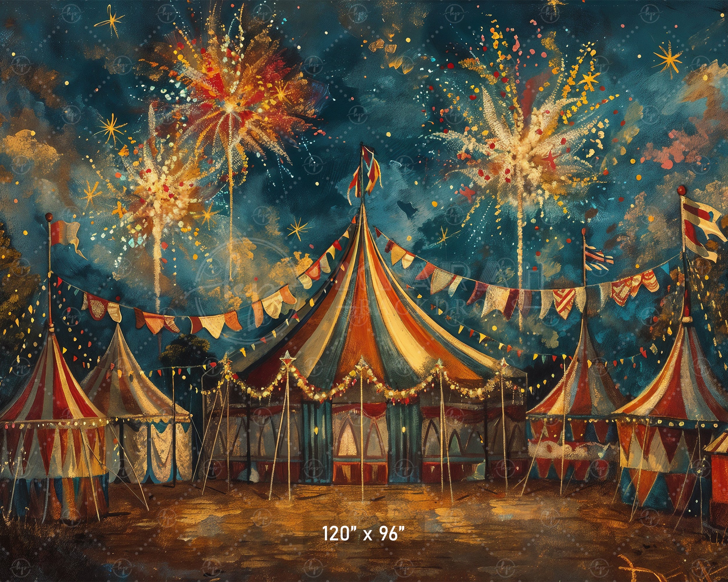 Vintage Carnival Fireworks Backdrop