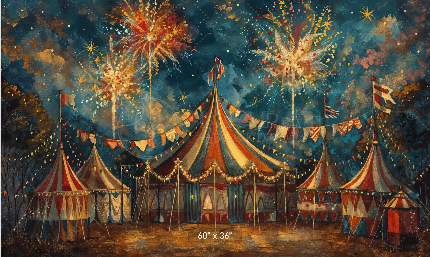 Vintage Carnival Fireworks Backdrop