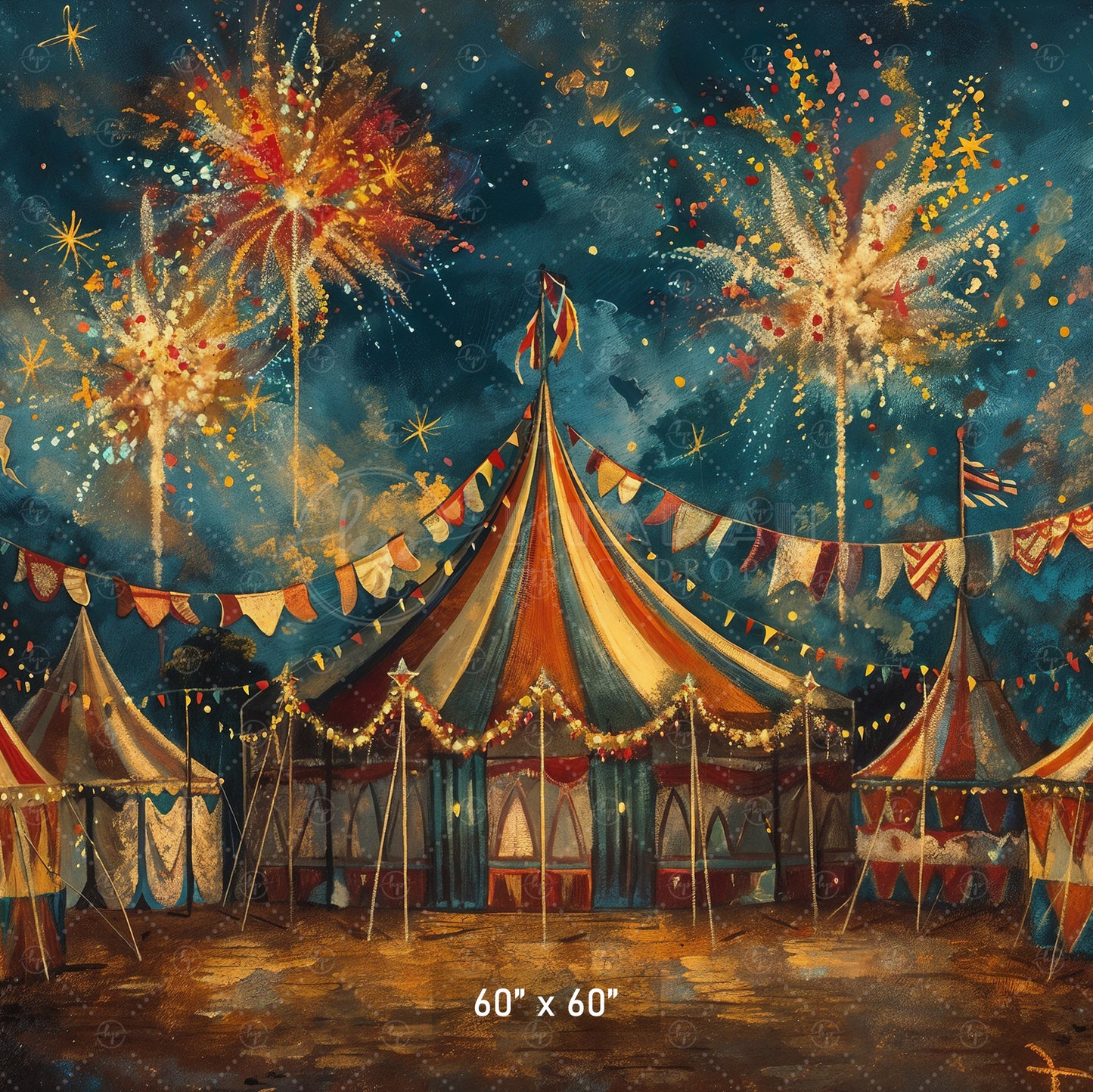 Vintage Carnival Fireworks Backdrop