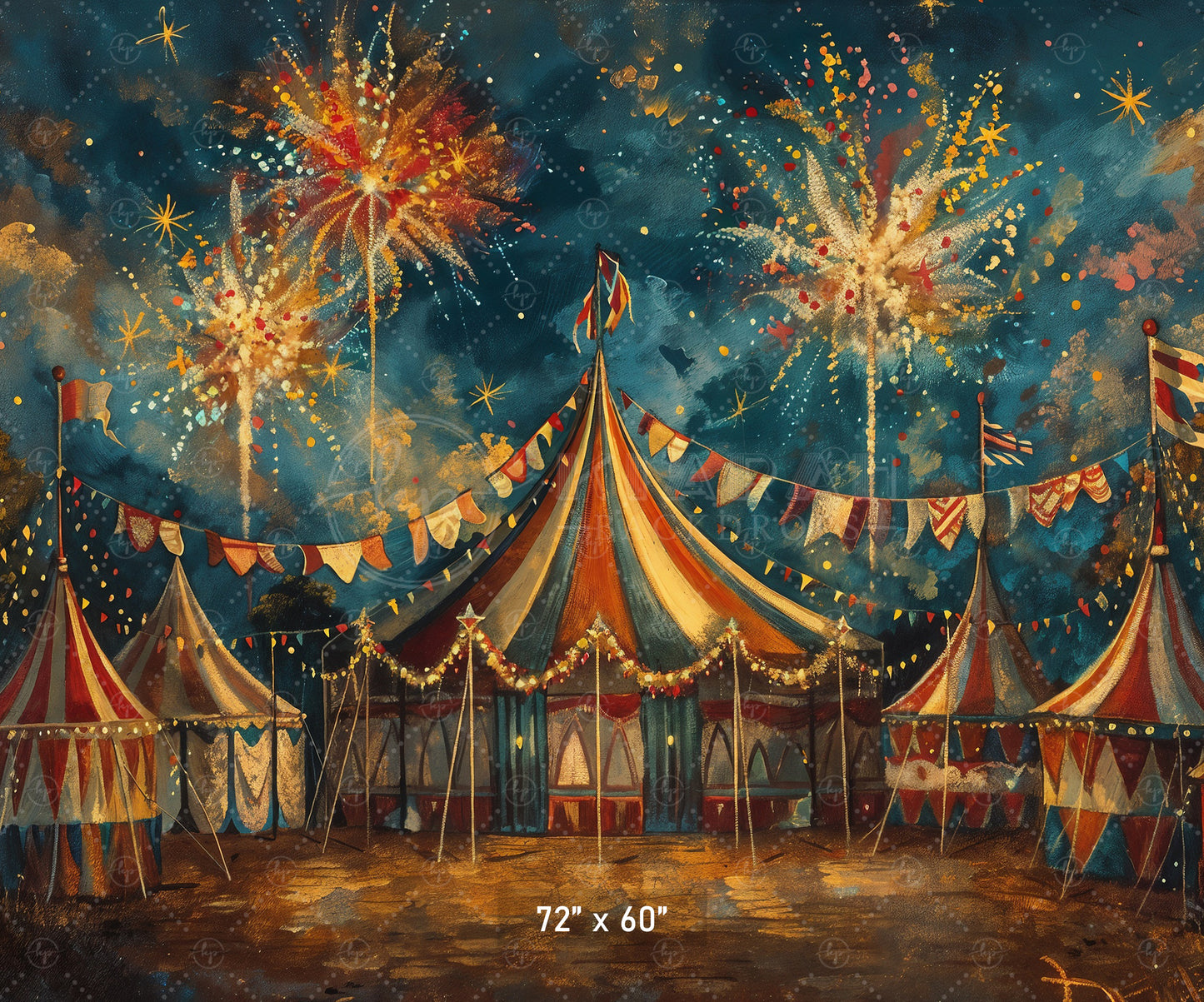 Vintage Carnival Fireworks Backdrop