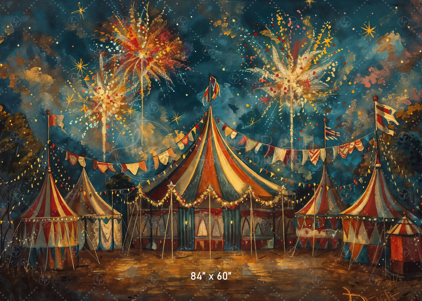 Vintage Carnival Fireworks Backdrop