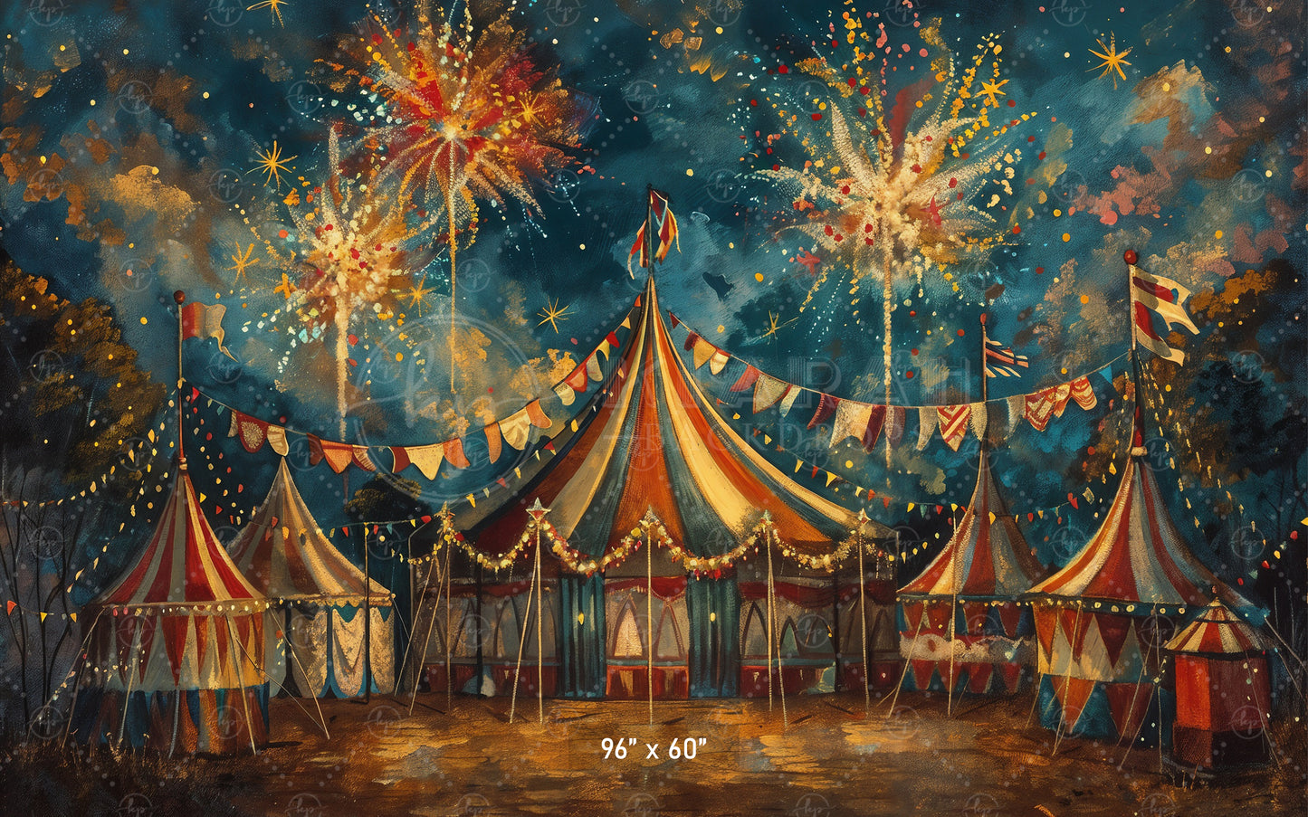 Vintage Carnival Fireworks Backdrop