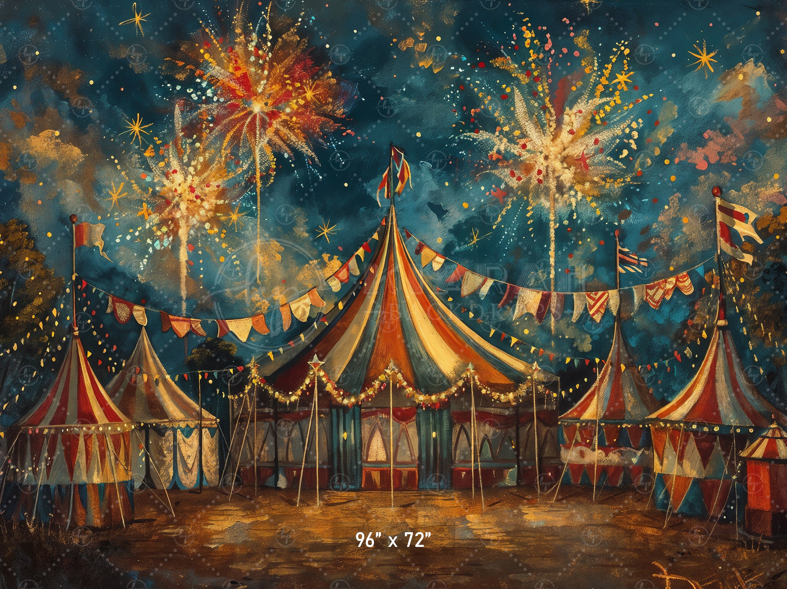 Vintage Carnival Fireworks Backdrop