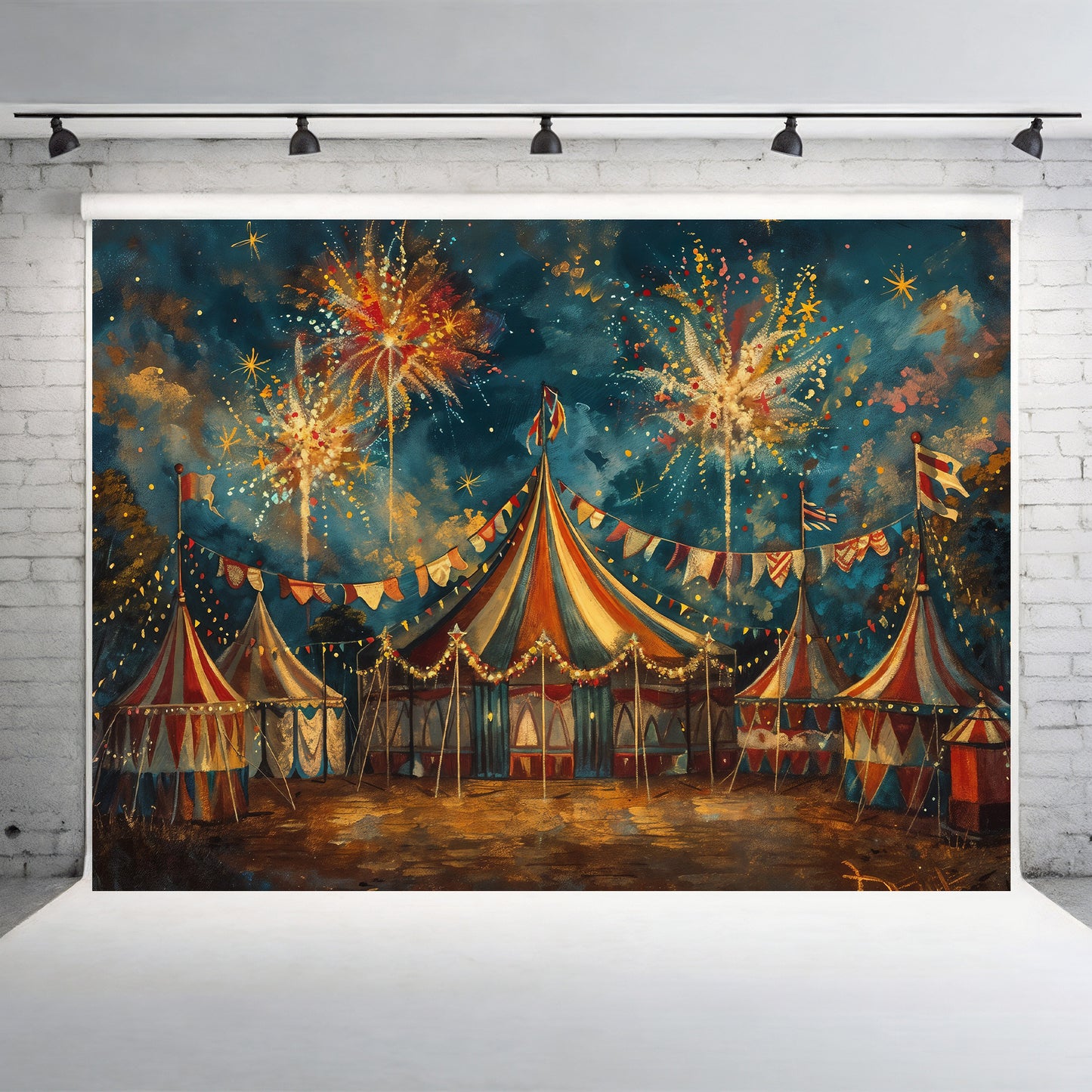 Vintage Carnival Fireworks Backdrop