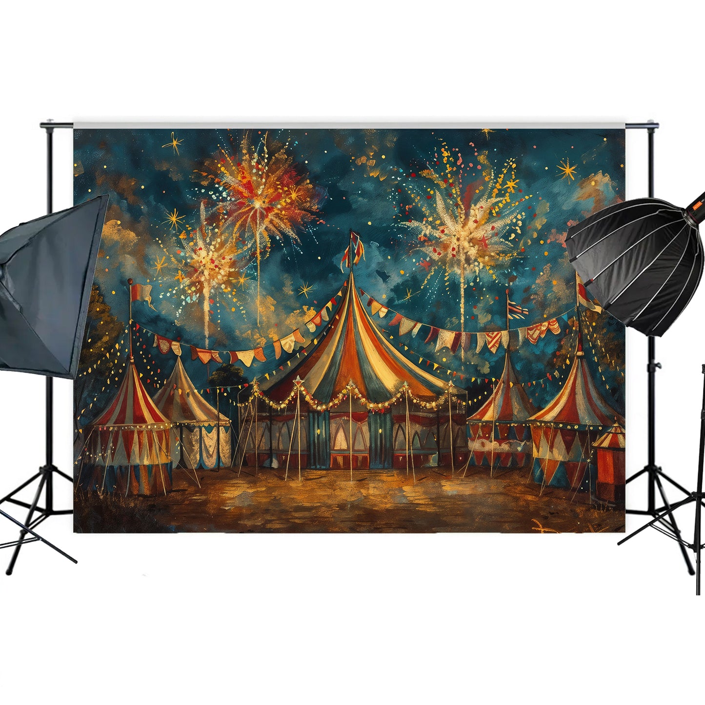 Vintage Carnival Fireworks Backdrop