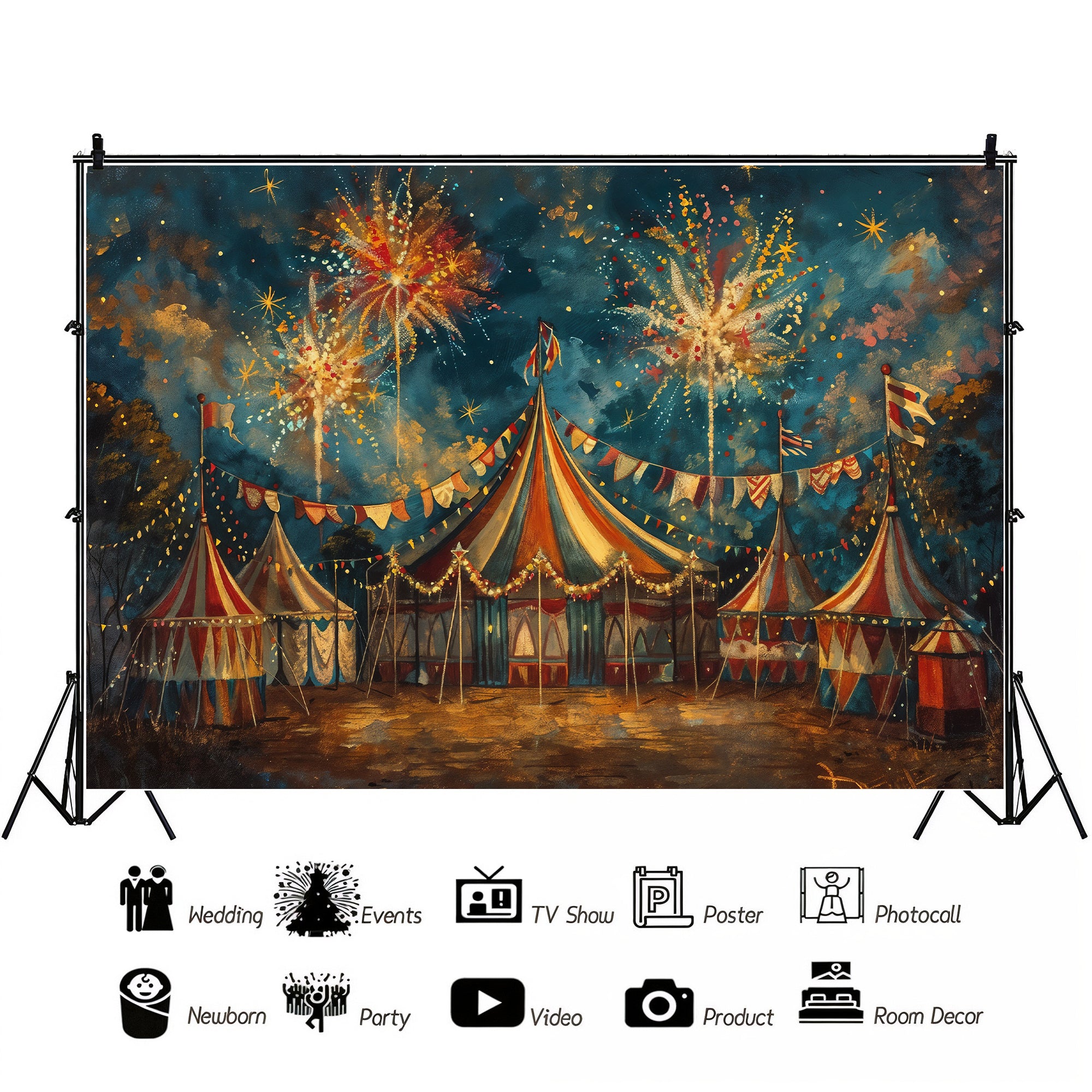 Vintage Carnival Fireworks Backdrop