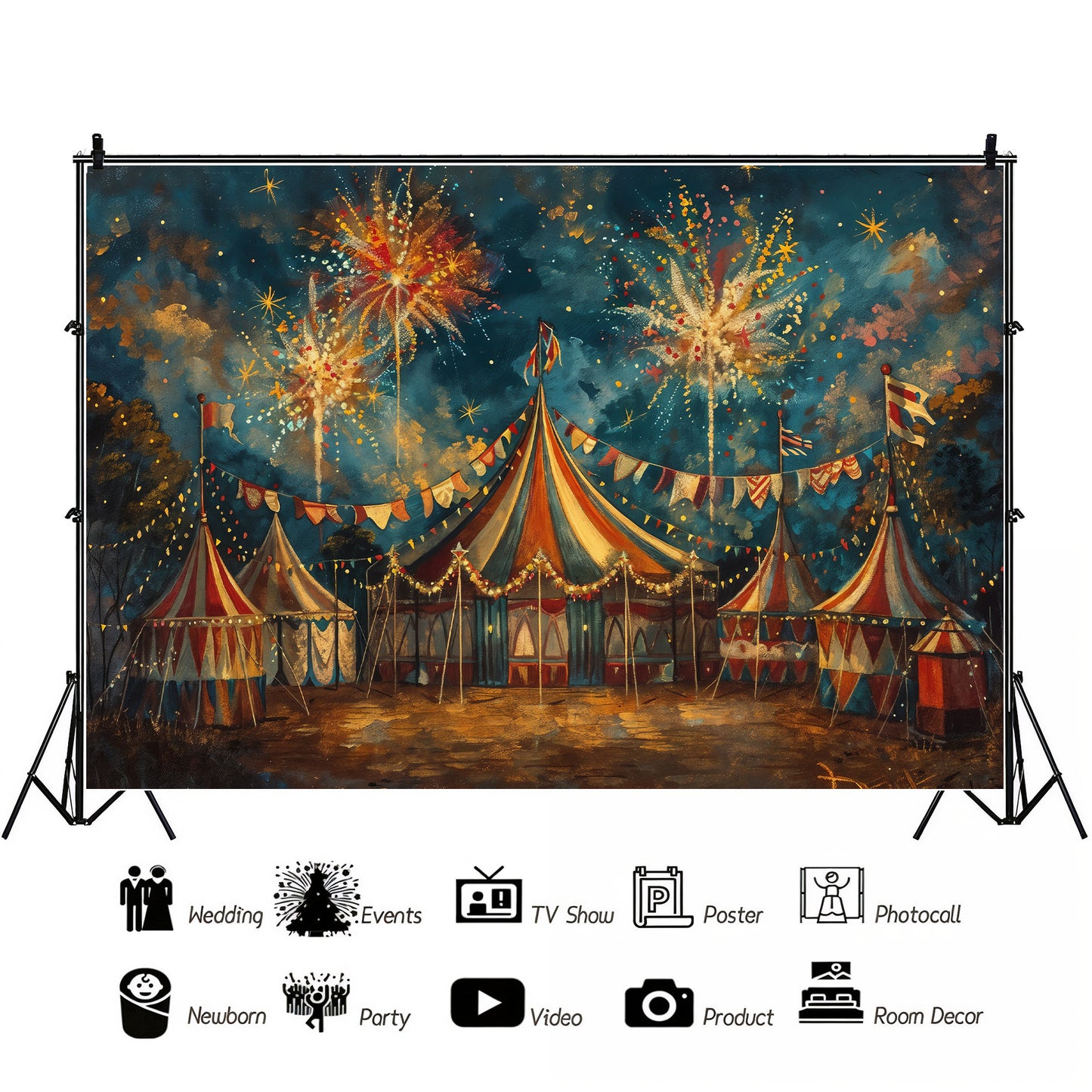 Vintage Carnival Fireworks Backdrop