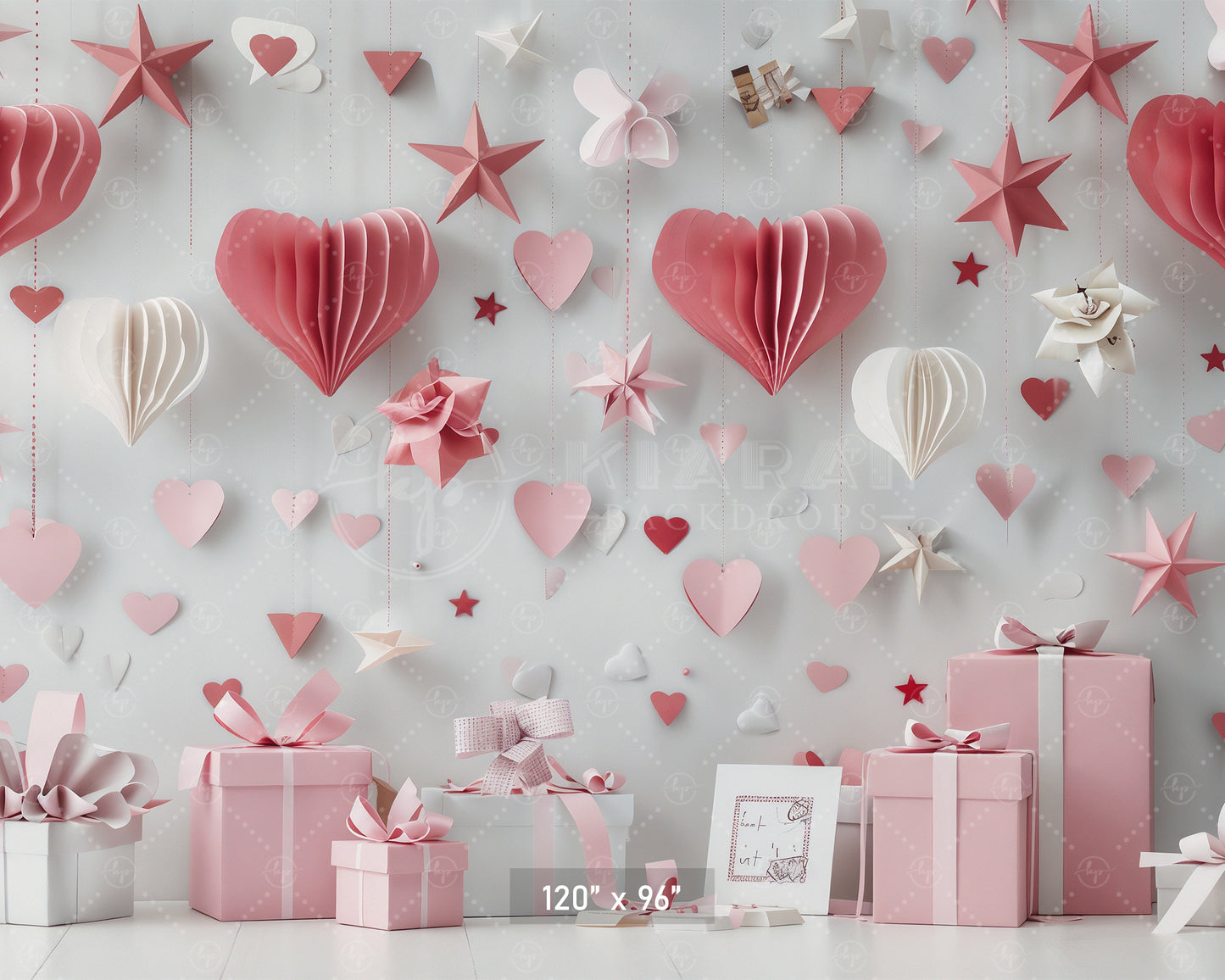 Romantic Hanging Hearts and Stars Backdrop