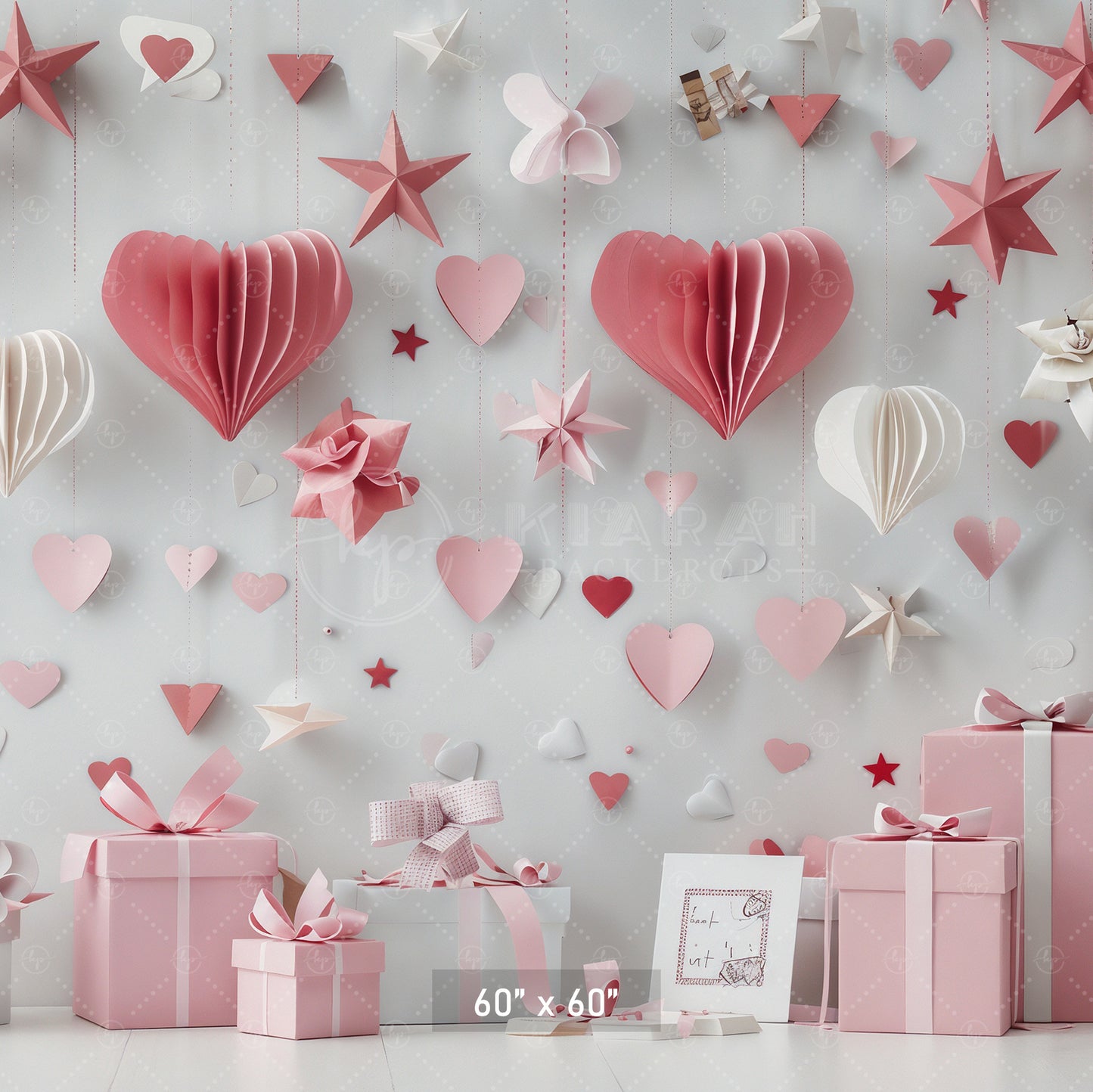 Romantic Hanging Hearts and Stars Backdrop